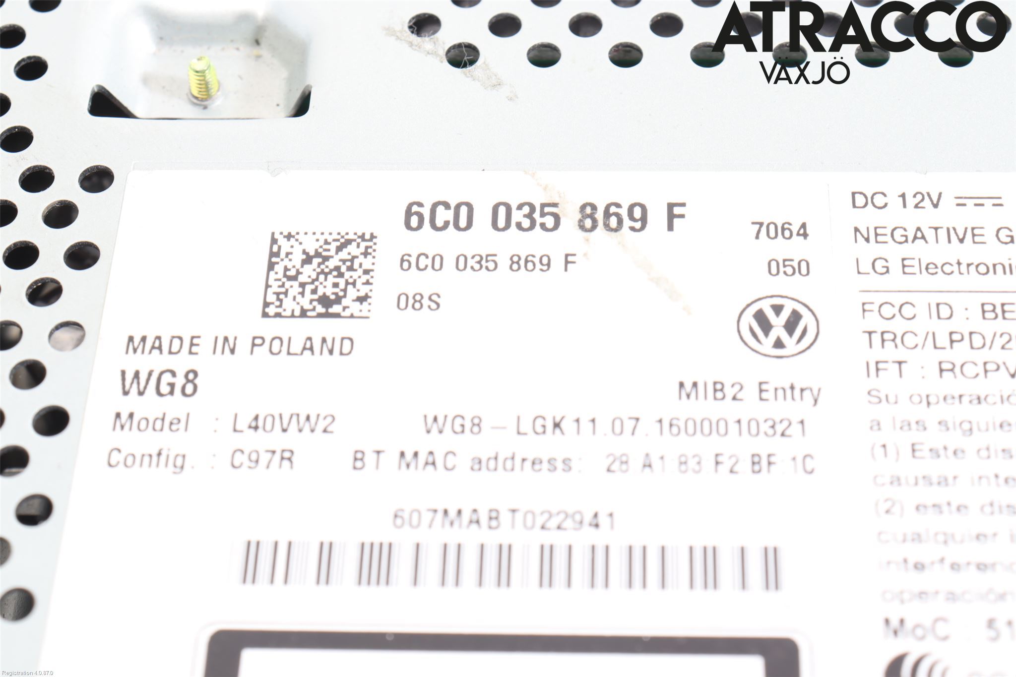 Volkswagen VW POLO 10-17 Stereo Radio Med Cd