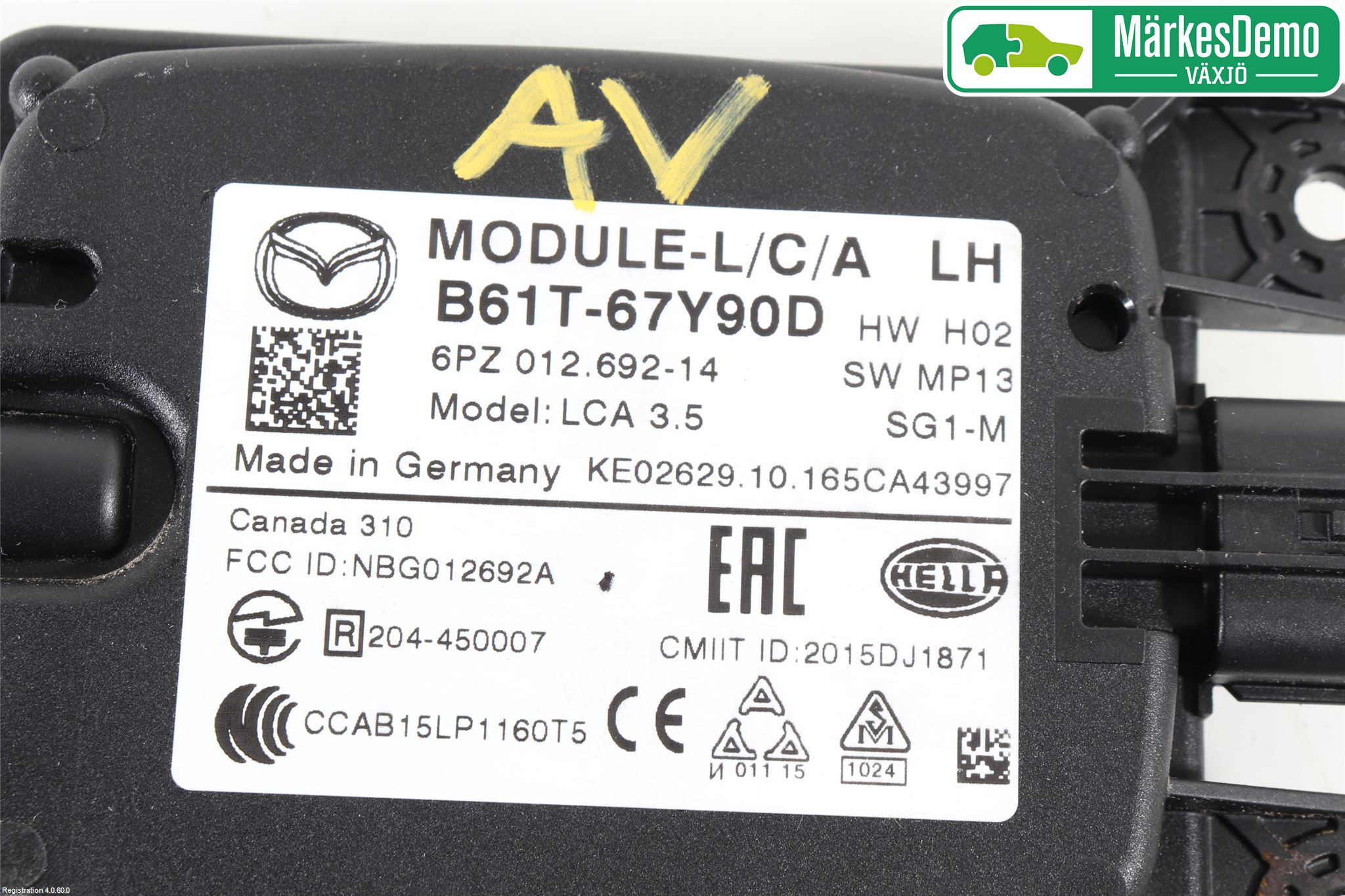 Mazda 3 III 14-19 Sensor Kollisjonsbeskyttelse