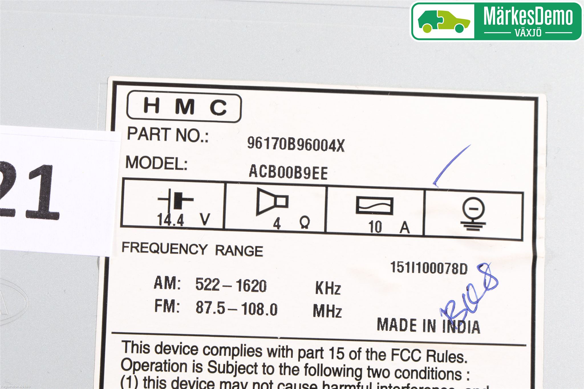 Hyundai i10 BA 17-20 Stereo Radio Med Cd