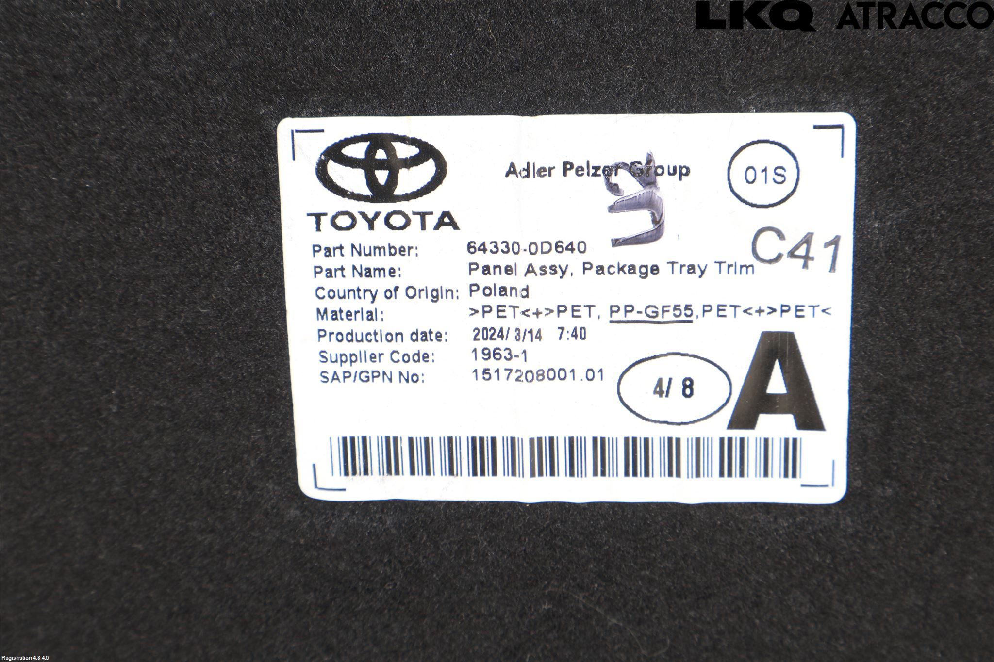 Toyota YARIS XP21 20- Innr Hattehylle