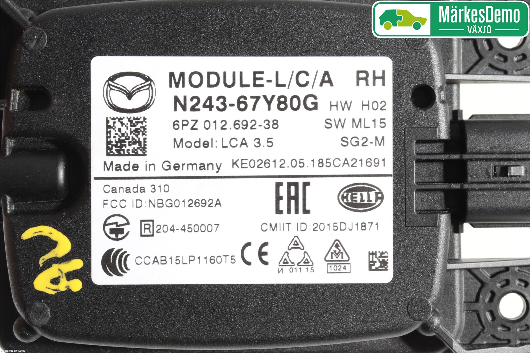 Mazda MX-5 IV (ND/ND2/ND3) MIATA 15- Sensor Kollisjonsbeskyttelse