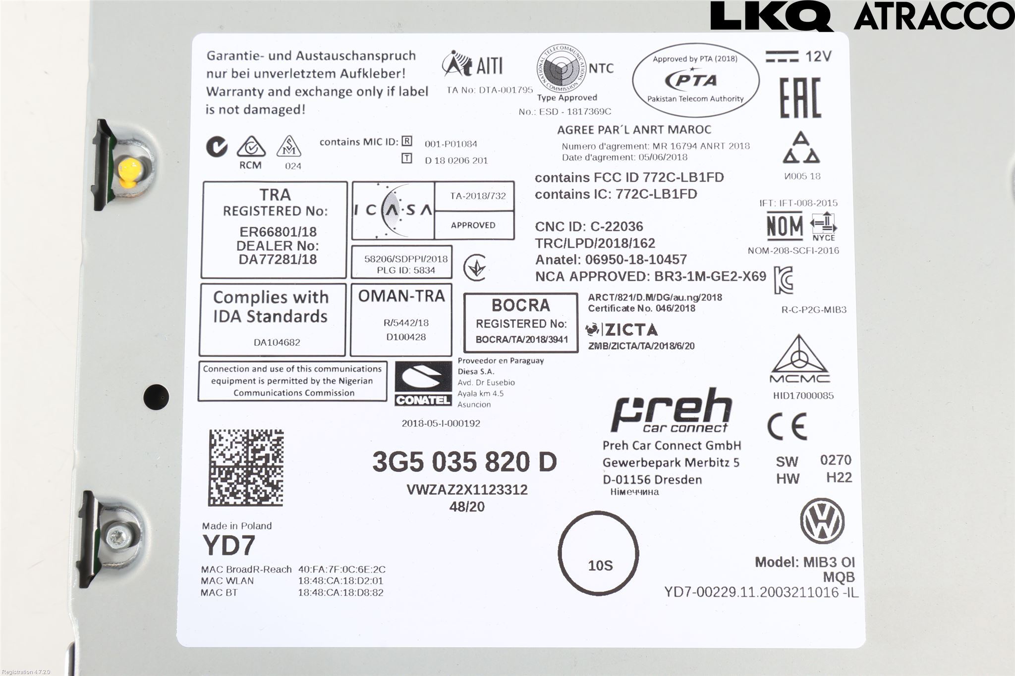 Volkswagen VW ARTEON 17- Stereo Radio Med Cd