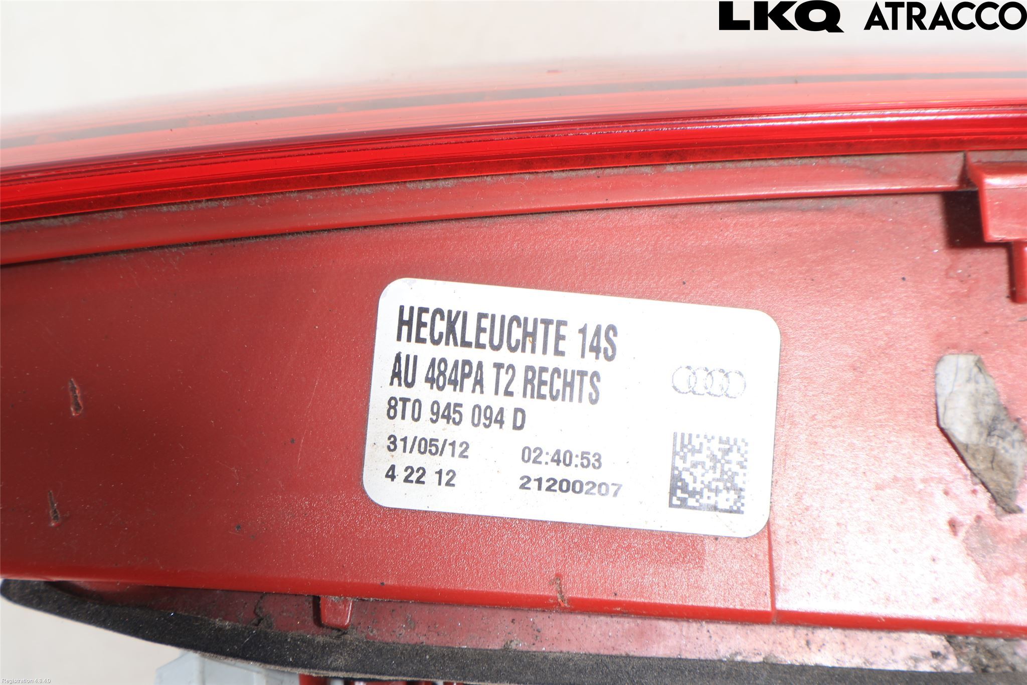 Audi A5 07-16 Baklykt Høyre  På Luke(Indre)