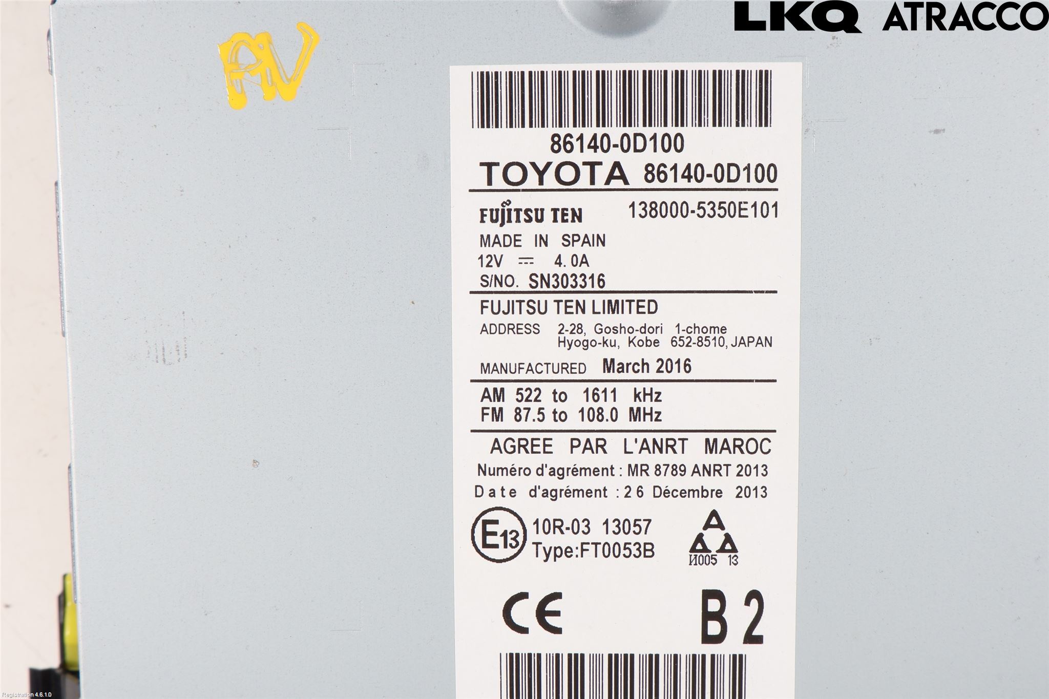 Toyota YARIS XP130 15-20 Stereo Radio Med Cd