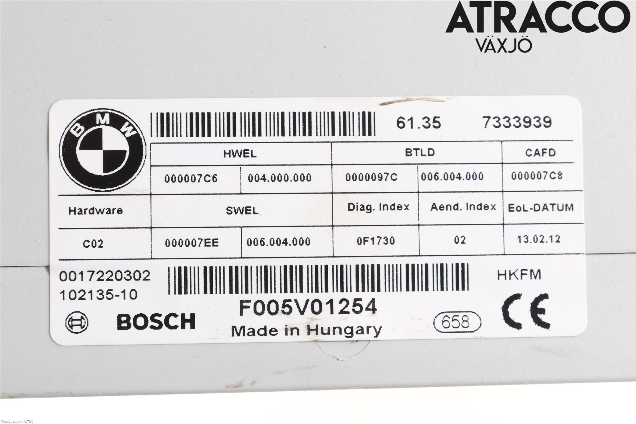 BMW 5 F10/F11/F18 09-17 Styreenhet Bakluke