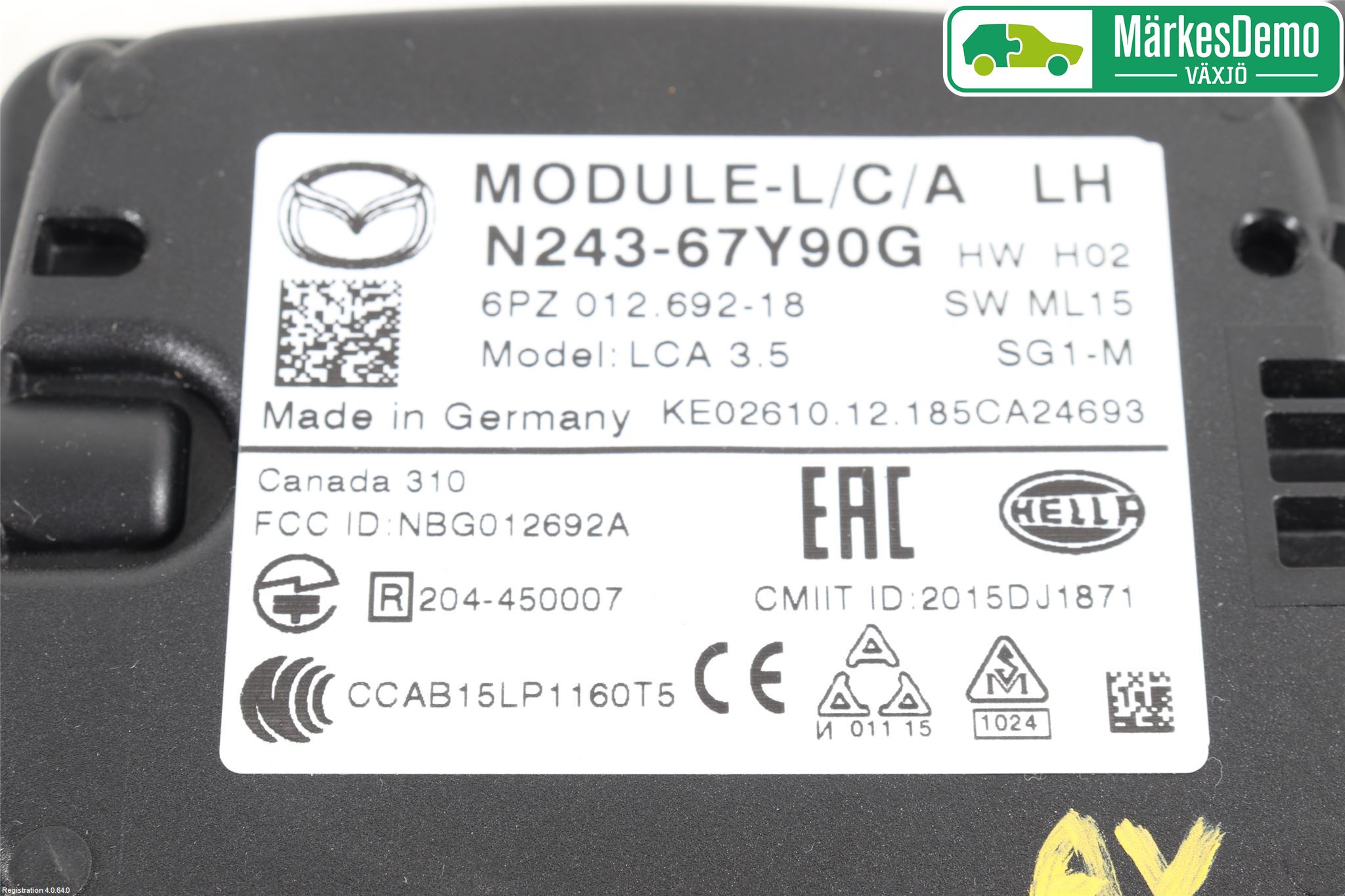 Mazda MX-5 IV (ND/ND2/ND3) MIATA 15- Sensor Kollisjonsbeskyttelse