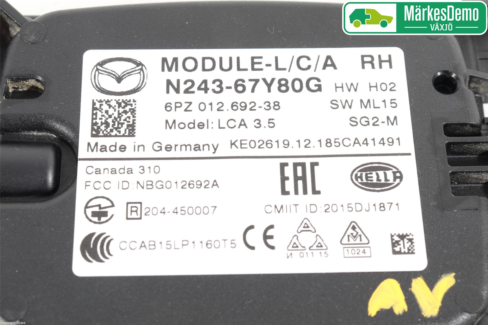 Mazda MX-5 IV (ND/ND2/ND3) MIATA 15- Sensor Kollisjonsbeskyttelse
