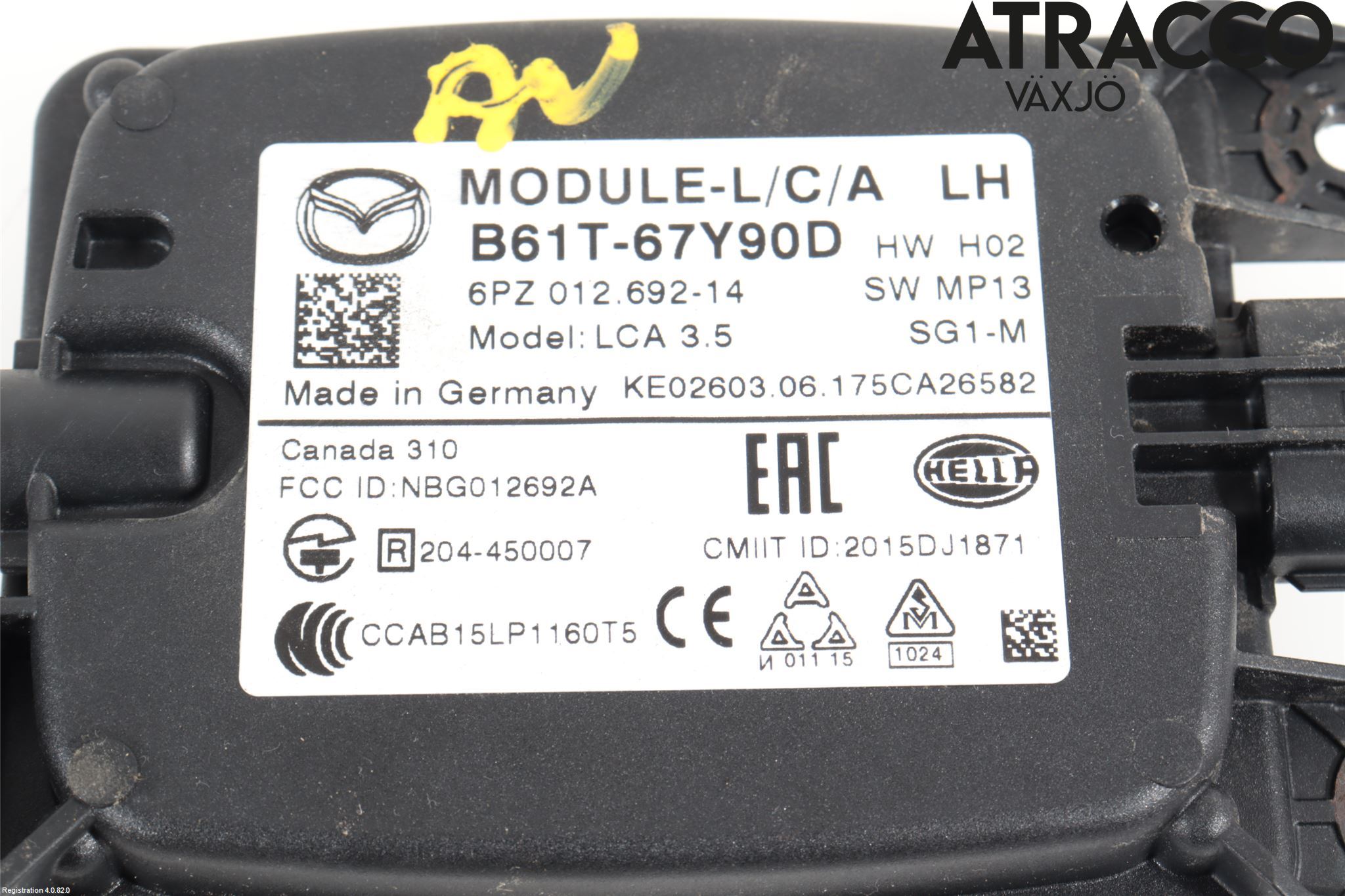 Mazda 3 III 14-19 Sensor Kollisjonsbeskyttelse