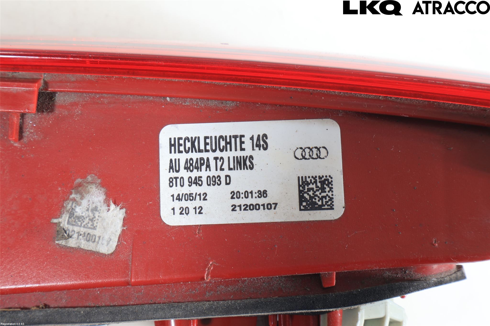Audi A5 07-16 Baklykt Venstre  På Luke(Indre