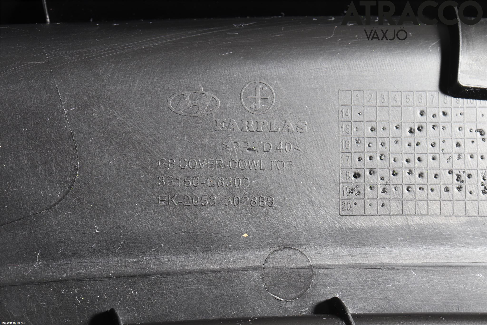 Hyundai i20 GB 15-20 Visker Deksel-Grill-Under Frr