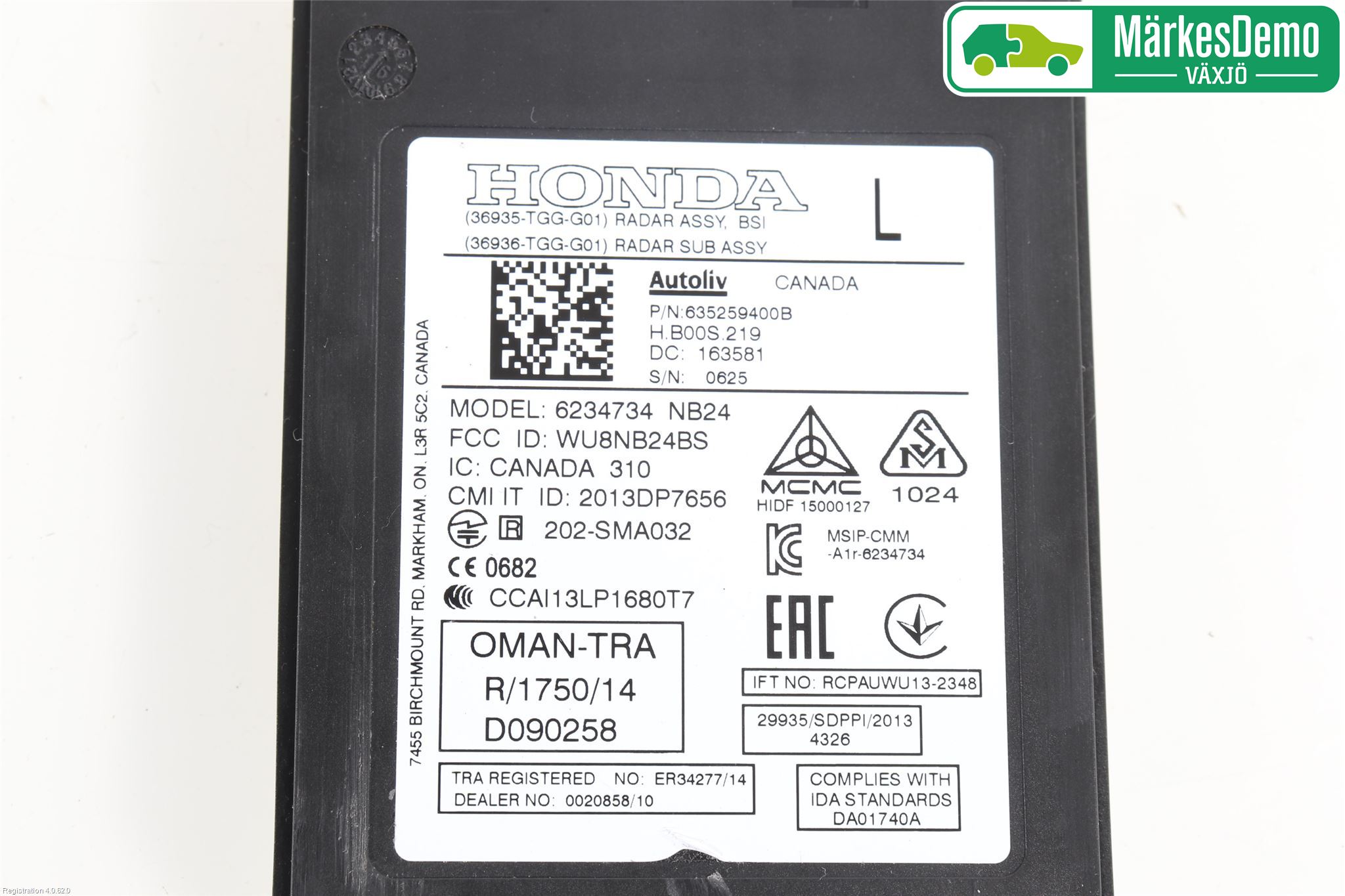 Honda CIVIC 17-22 Sensor Kollisjonsbeskyttelse
