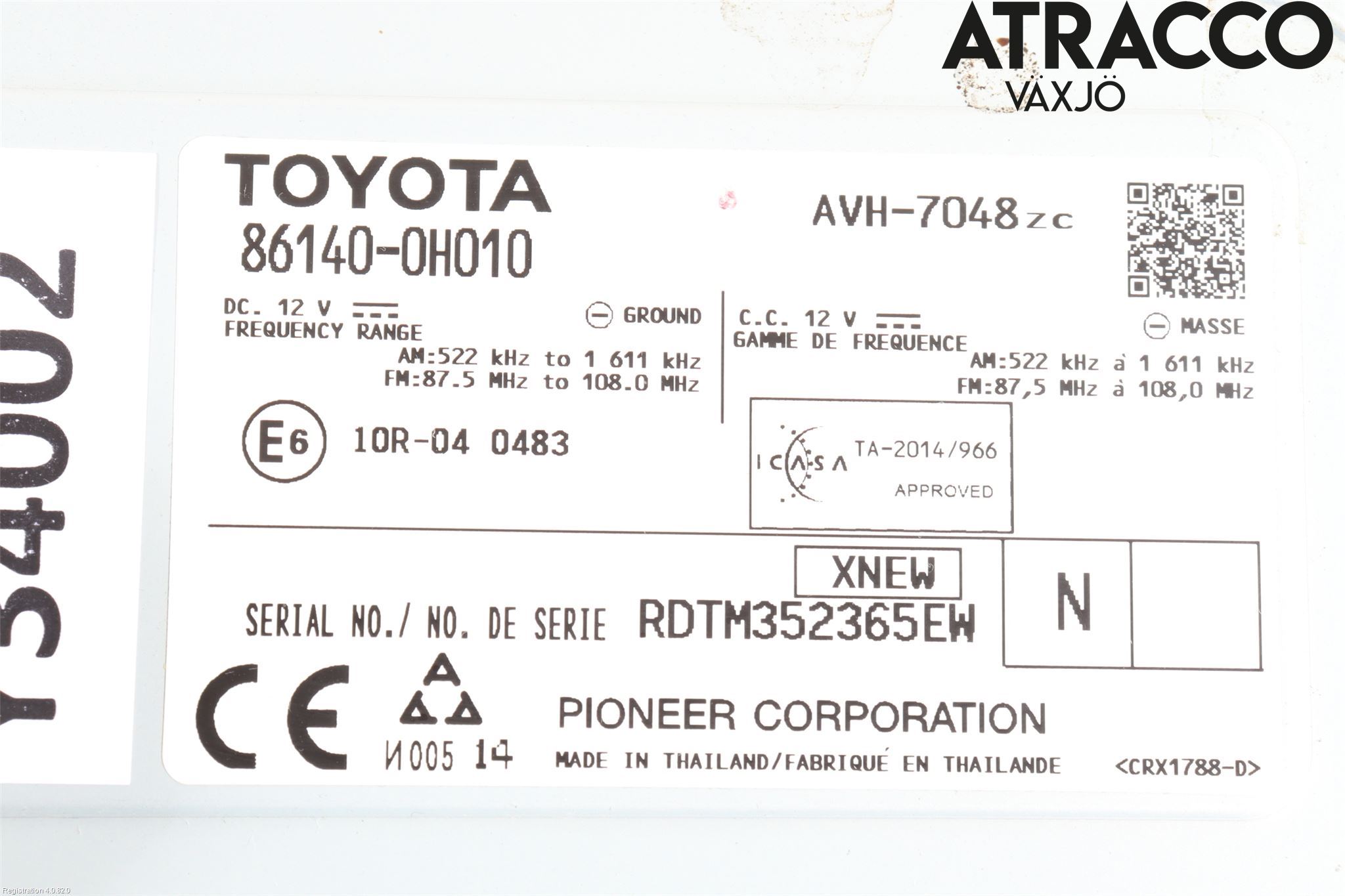 Toyota AYGO 15-21 Stereo Radio Med Cd