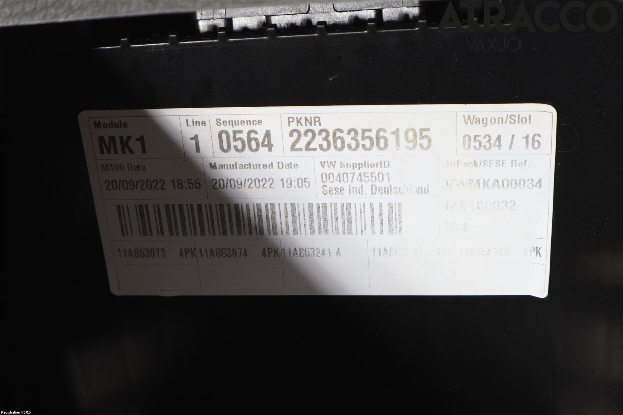 Volkswagen VW ID.4 21- Instrumentkonsoll Gulv