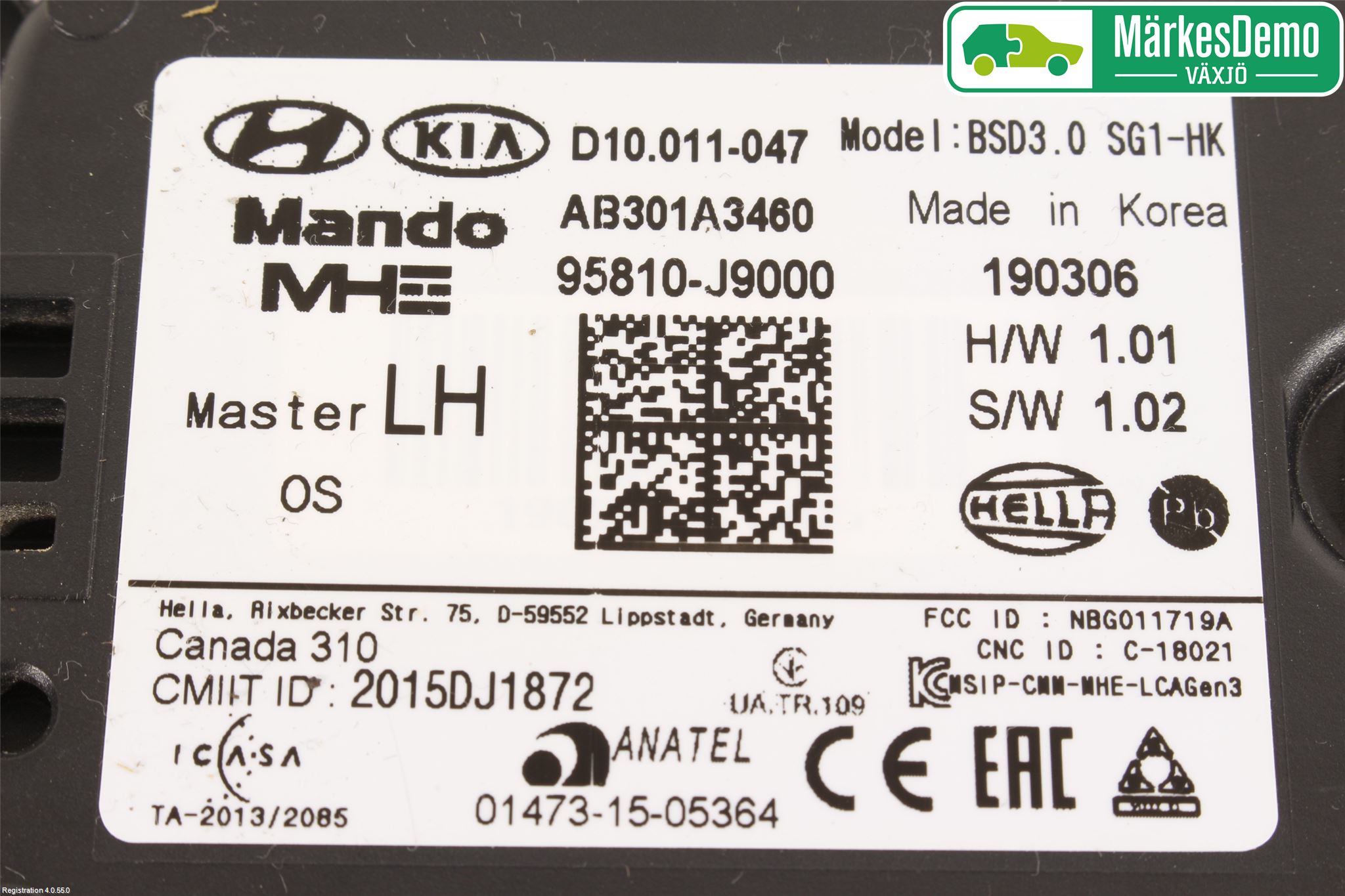Hyundai KONA/ELECTRIC OS 18-23 Sensor Kollisjonsbeskyttelse