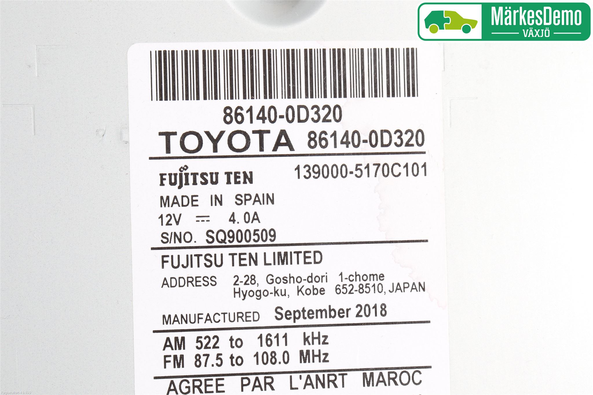 Toyota YARIS XP130 15-20 Stereo Radio Med Cd