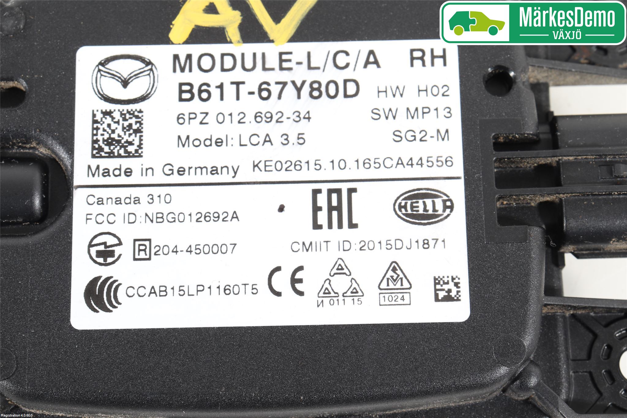 Mazda 3 III 14-19 Sensor Kollisjonsbeskyttelse