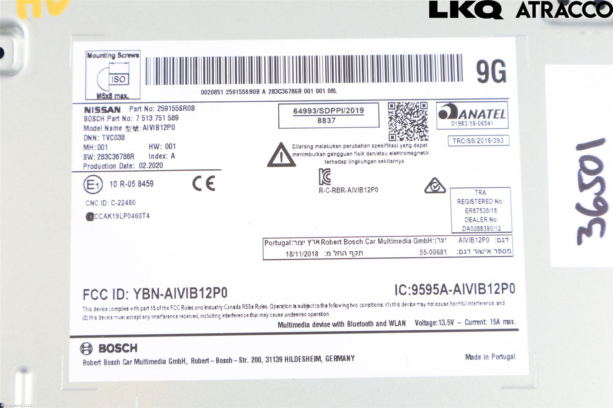Nissan LEAF 18- Stereo Radio Med Cd