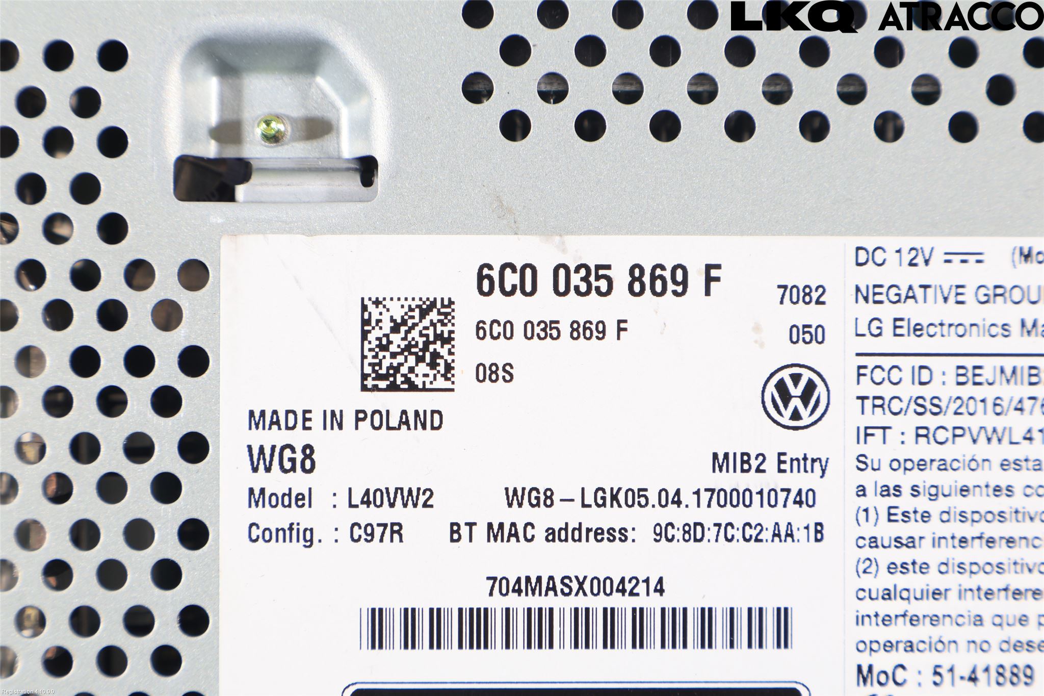 Volkswagen VW POLO 10-17 Stereo Radio Med Cd