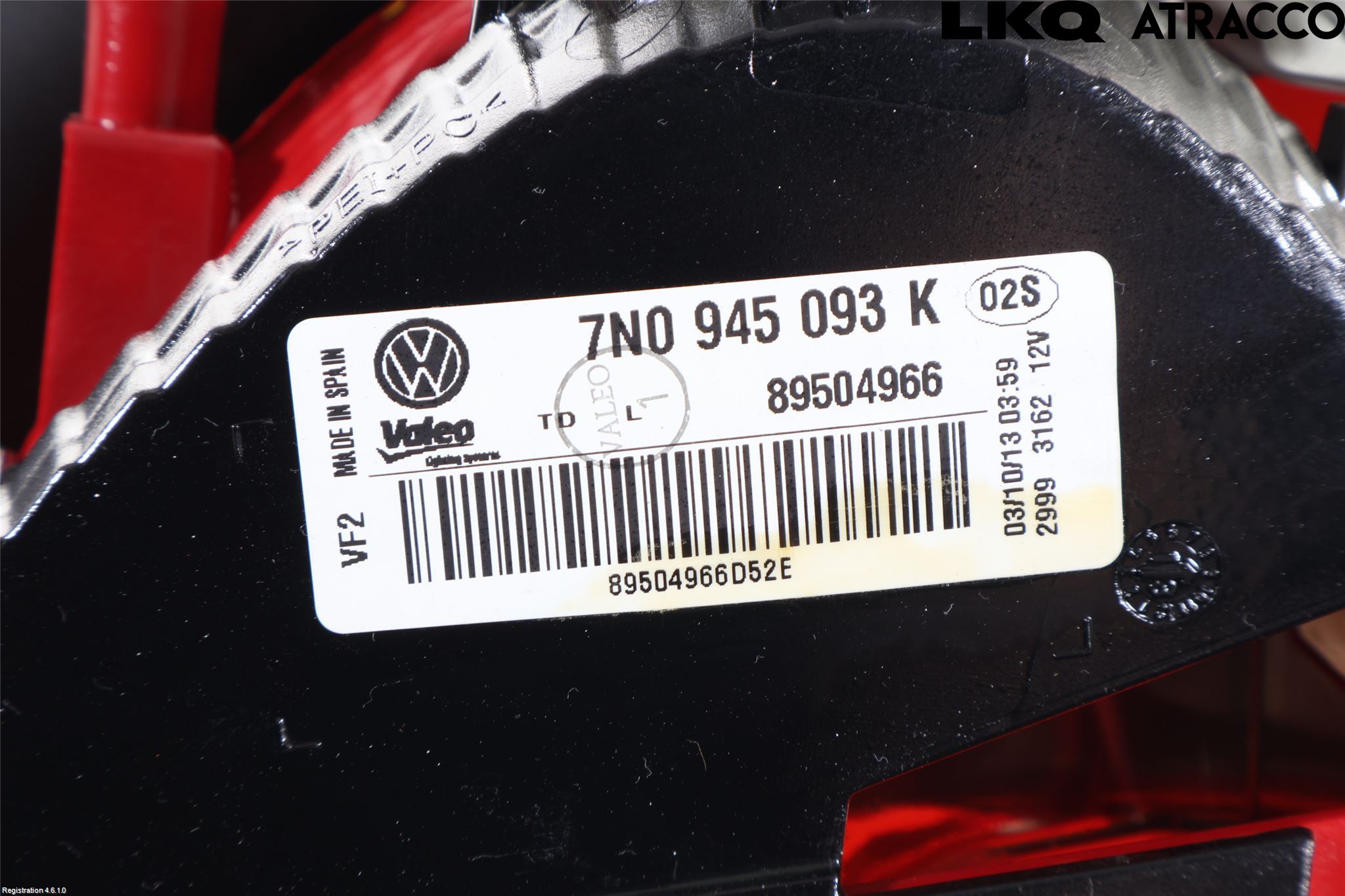 Volkswagen VW SHARAN 11- Baklykt Venstre  På Luke(Indre