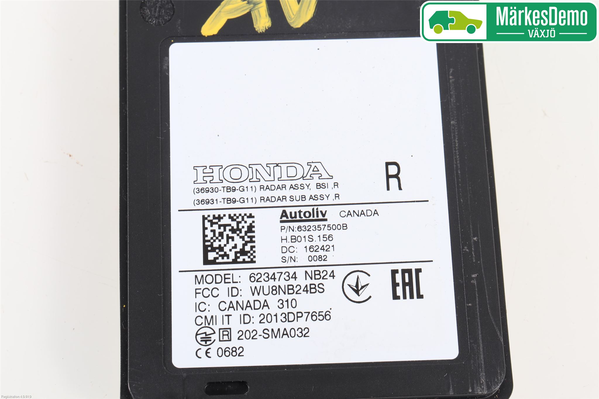 Honda CIVIC 12-16 Sensor Kollisjonsbeskyttelse