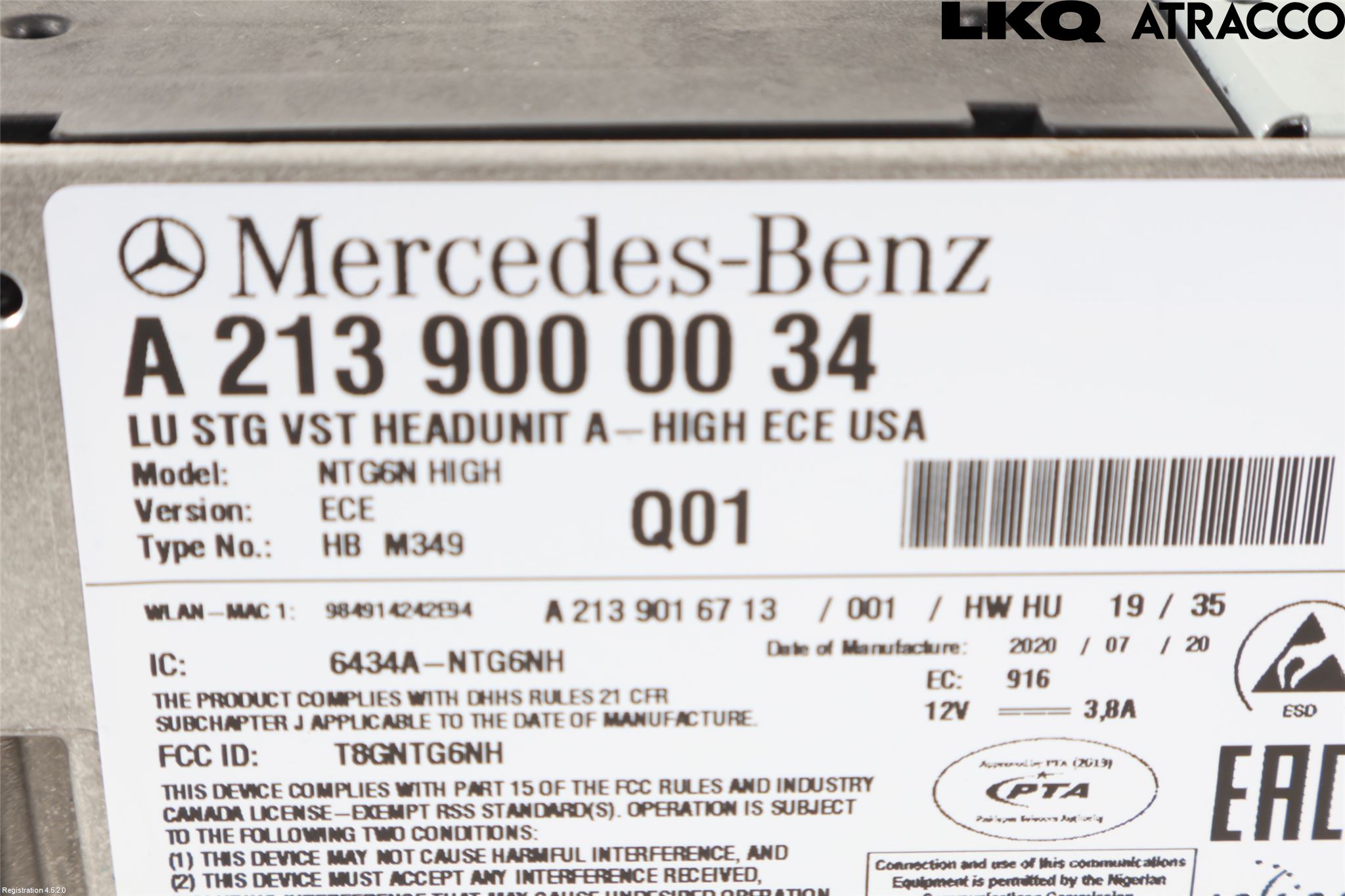 Mercedes-Benz MB E-KLASS (W213) 16-23 Styrenhet Multimedia