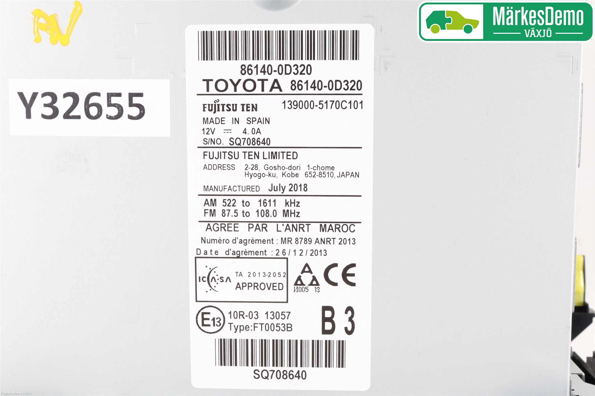 Toyota YARIS XP130 15-20 Stereo Radio Med Cd