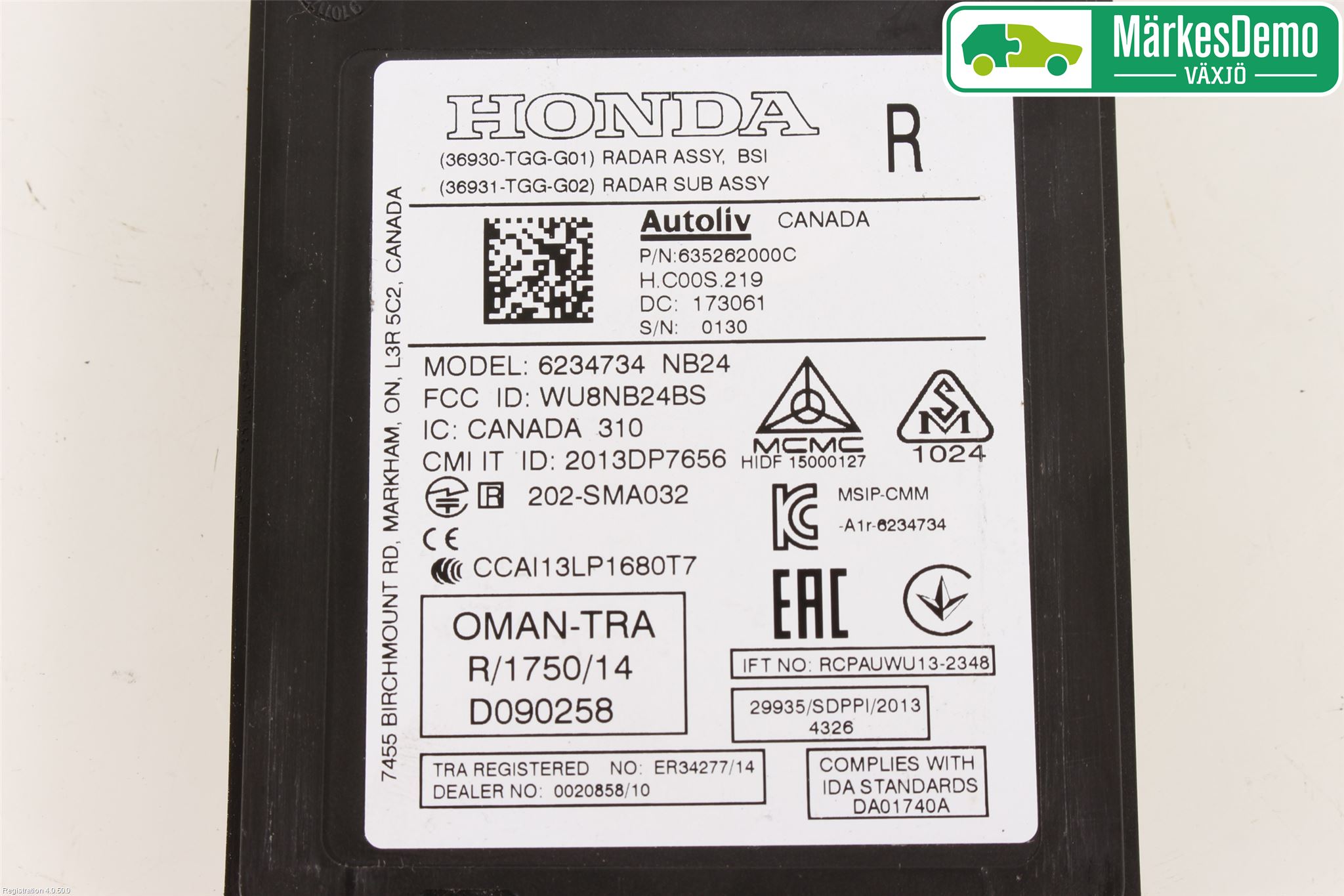 Honda CIVIC 17-22 Sensor Kollisjonsbeskyttelse