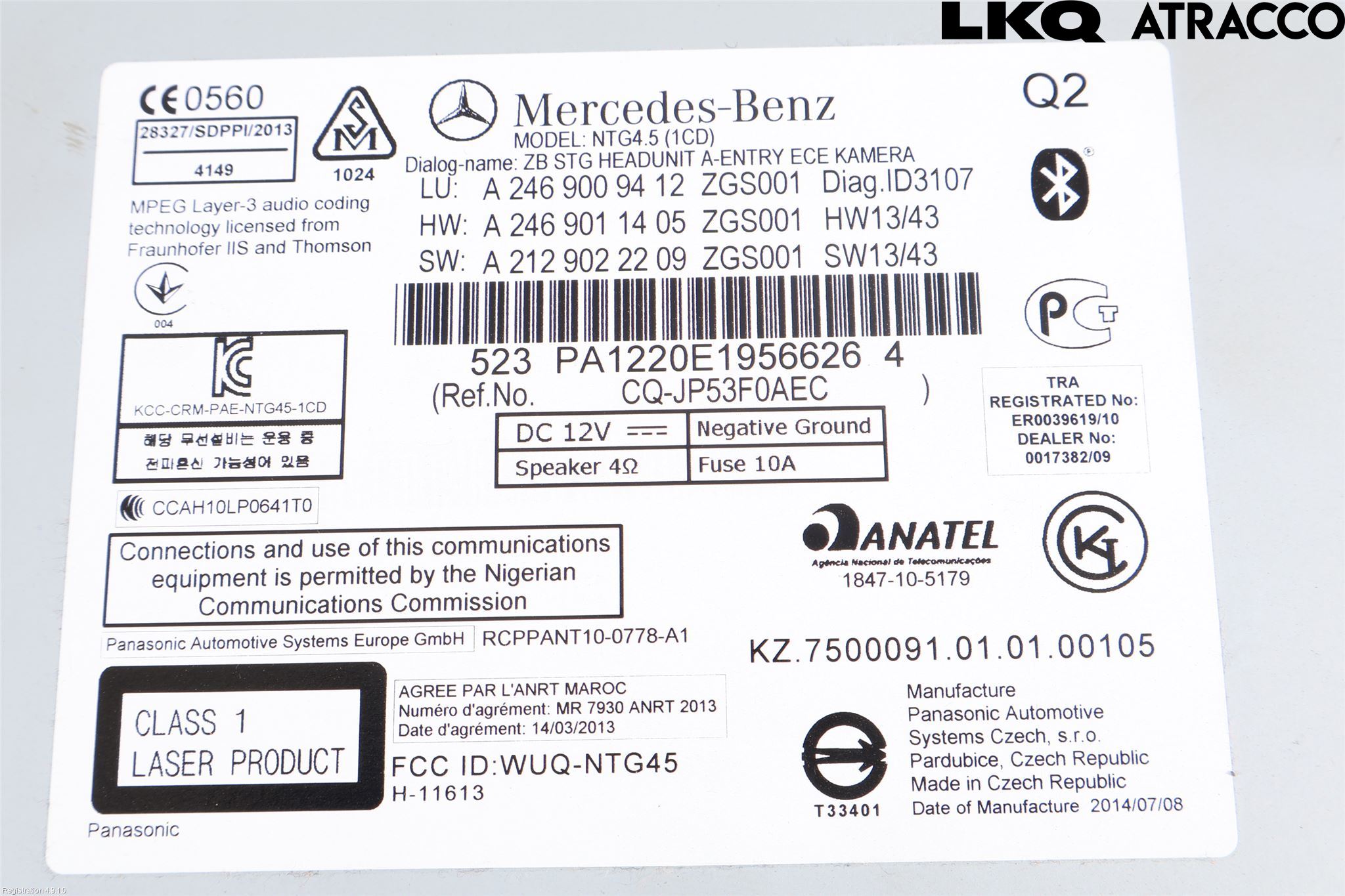 Mercedes-Benz MB GLA-KLASS (X156) 13-20 Stereo Radio Med Cd
