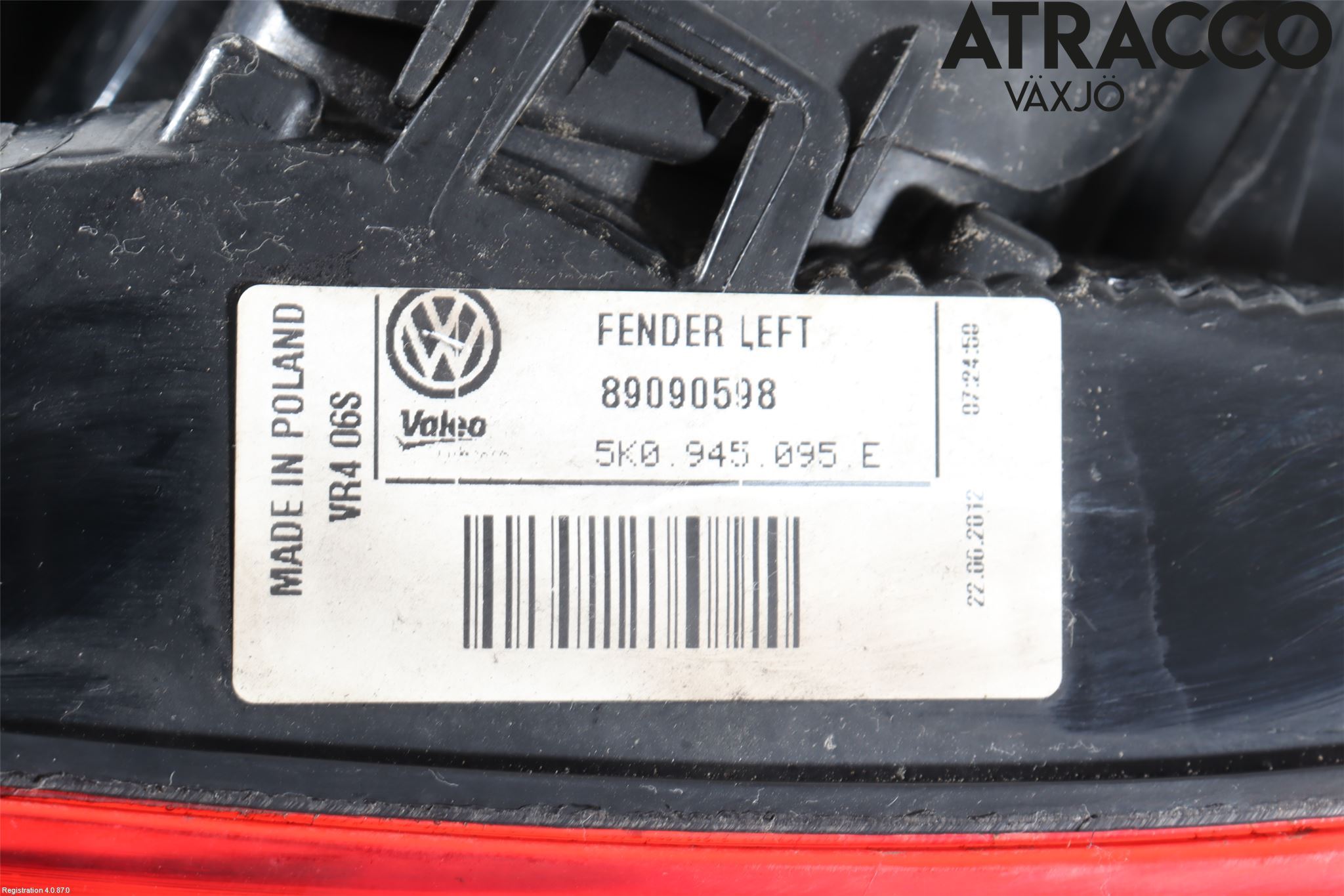 Volkswagen VW GOLF VI 09-13 Baklykt Venstre