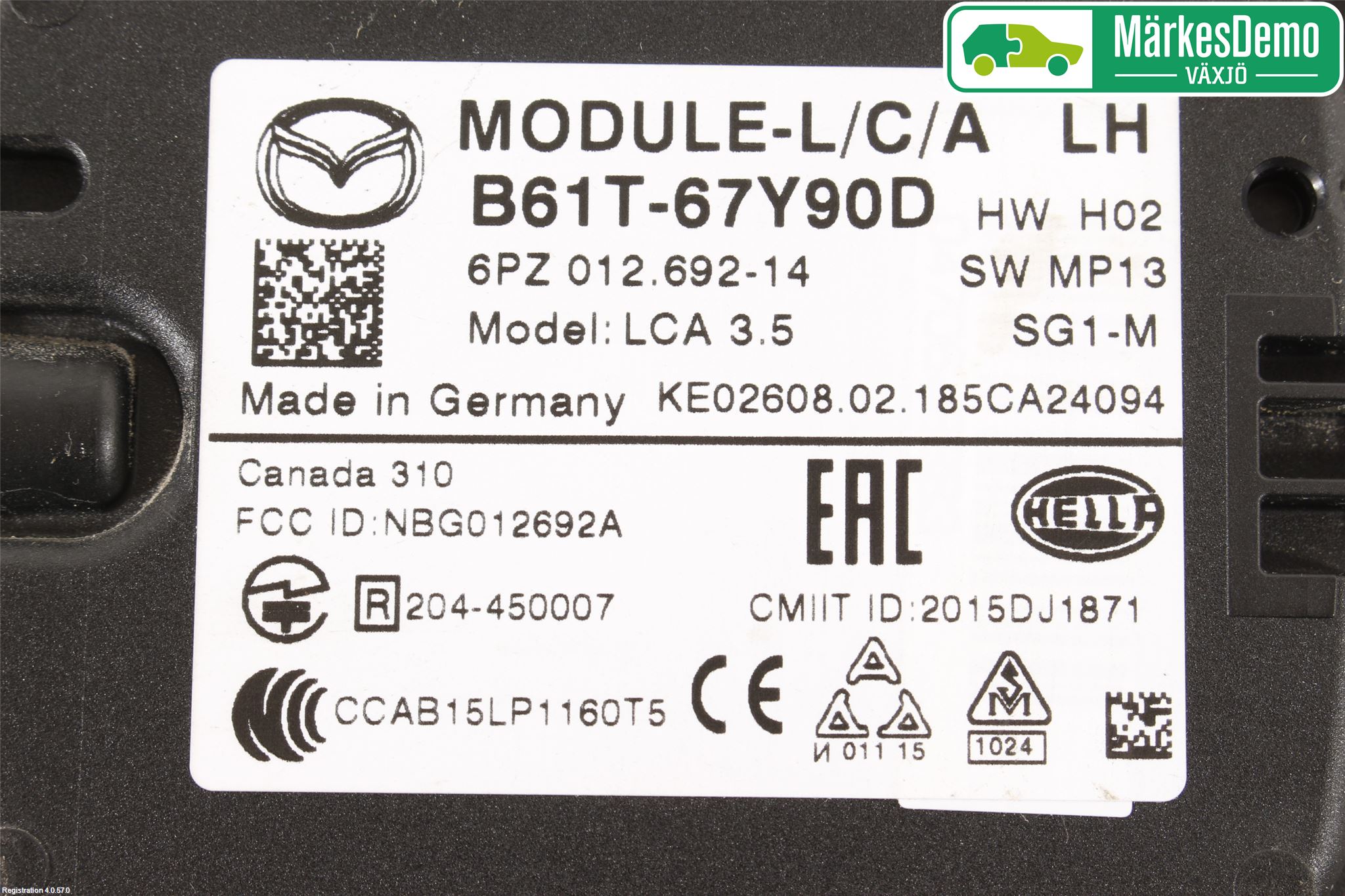 Mazda 3 III 14-19 Sensor Kollisjonsbeskyttelse