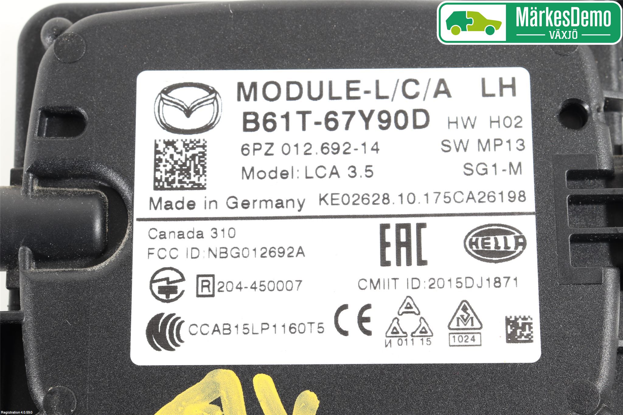 Mazda 3 III 14-19 Sensor Kollisjonsbeskyttelse