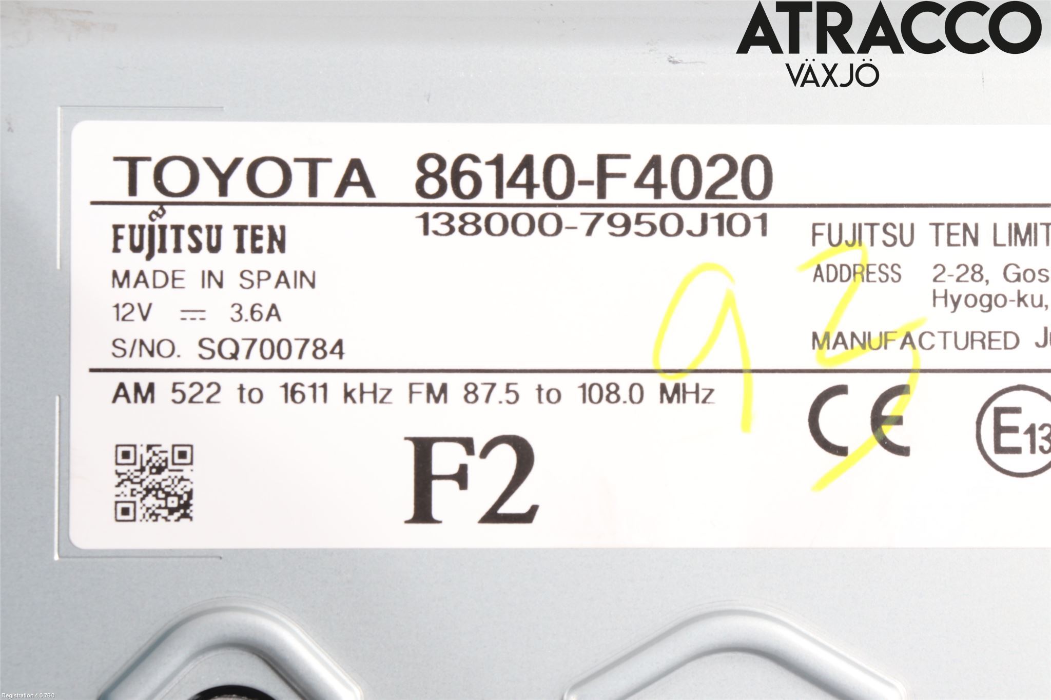 Toyota C-HR 16-23 Stereo Radio Med Cd