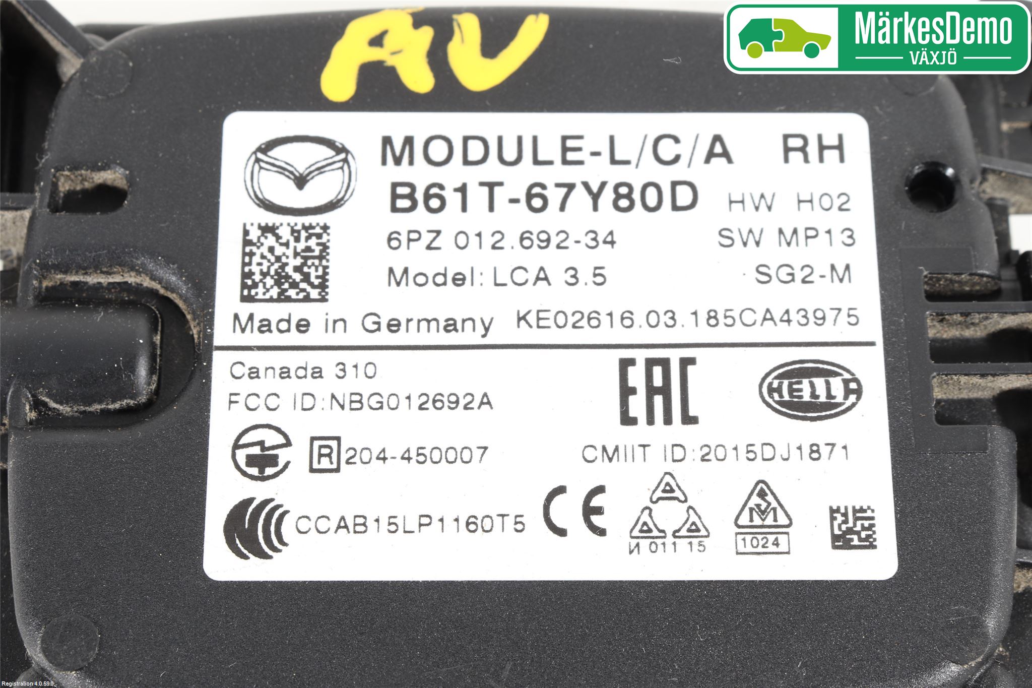 Mazda 3 III 14-19 Sensor Kollisjonsbeskyttelse