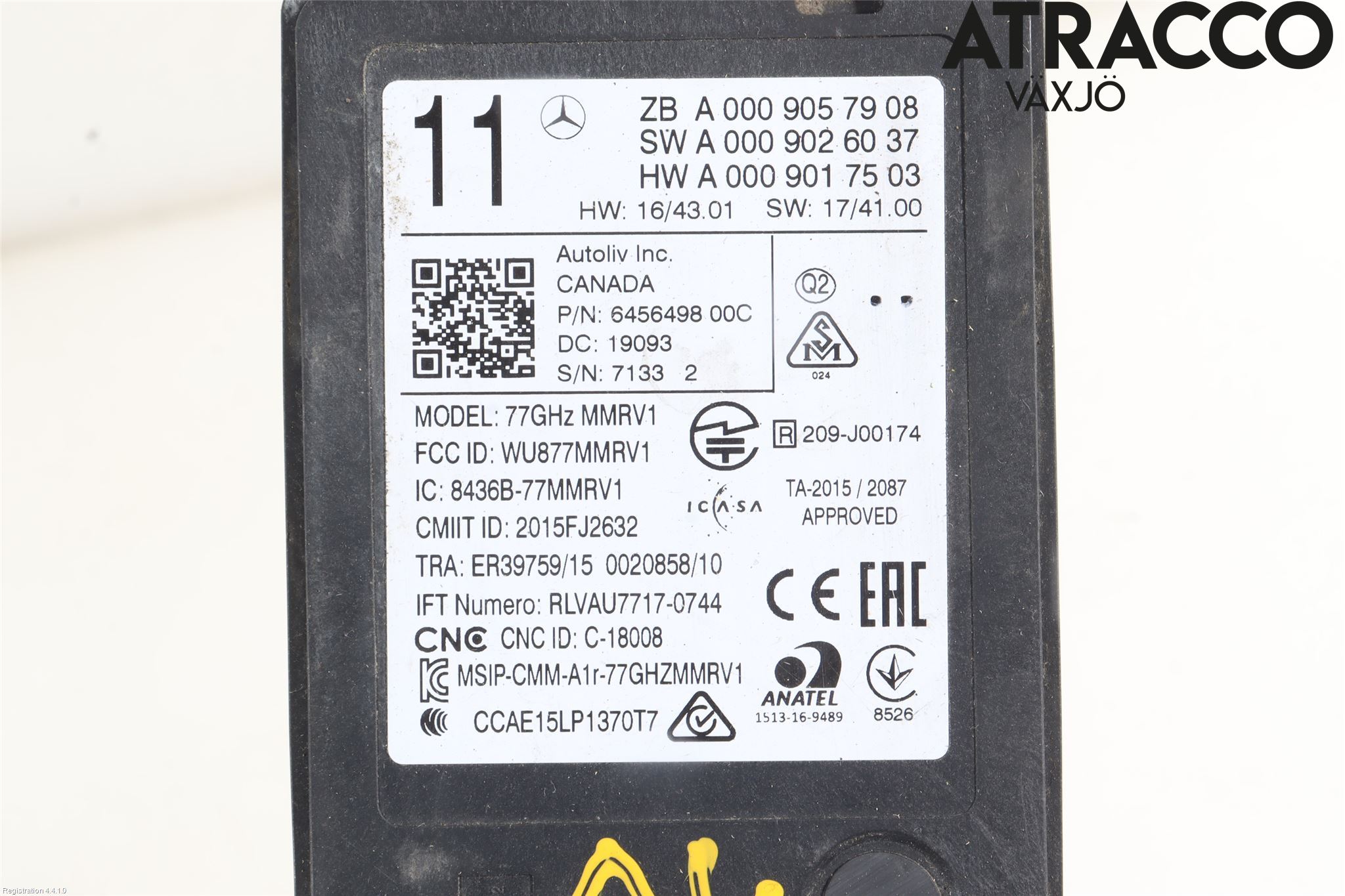 Mercedes-Benz MB E-KLASS (W213) 16-23 Sensor Kollisjonsbeskyttelse
