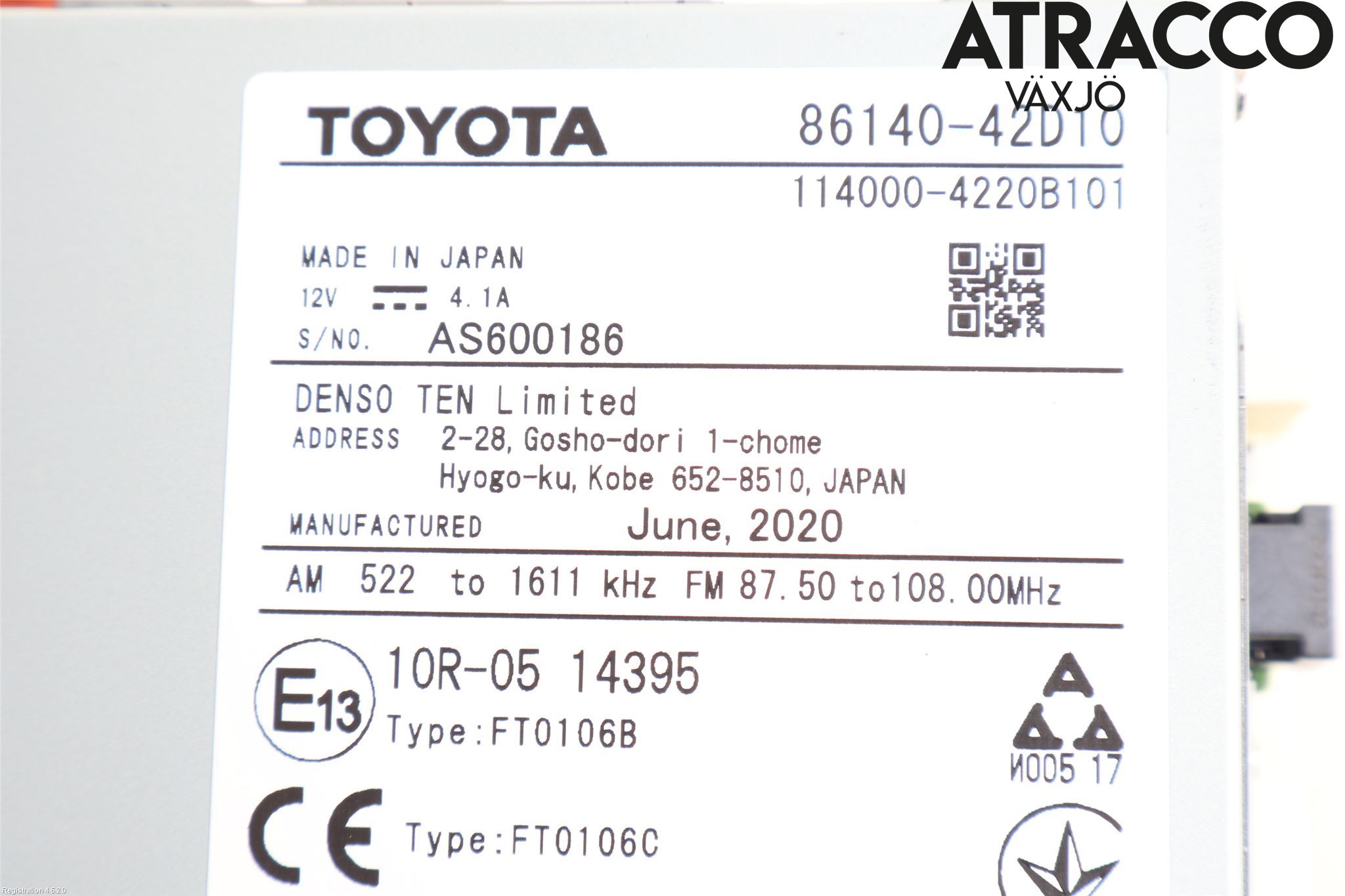 Toyota RAV4 19- Stereo Radio Med Cd