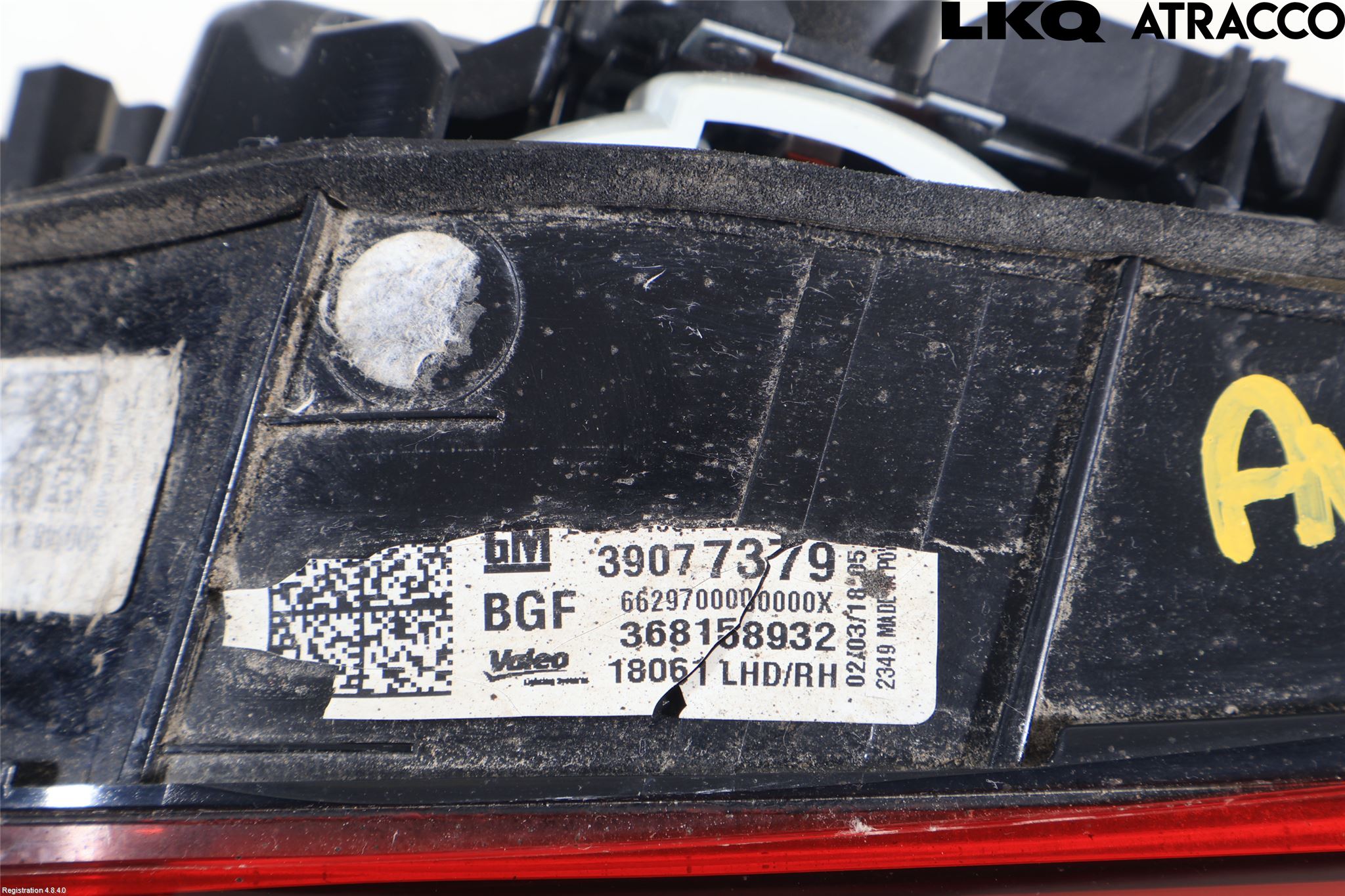 Opel ASTRA K 16-22 Baklykt Høyre  På Luke(Indre)
