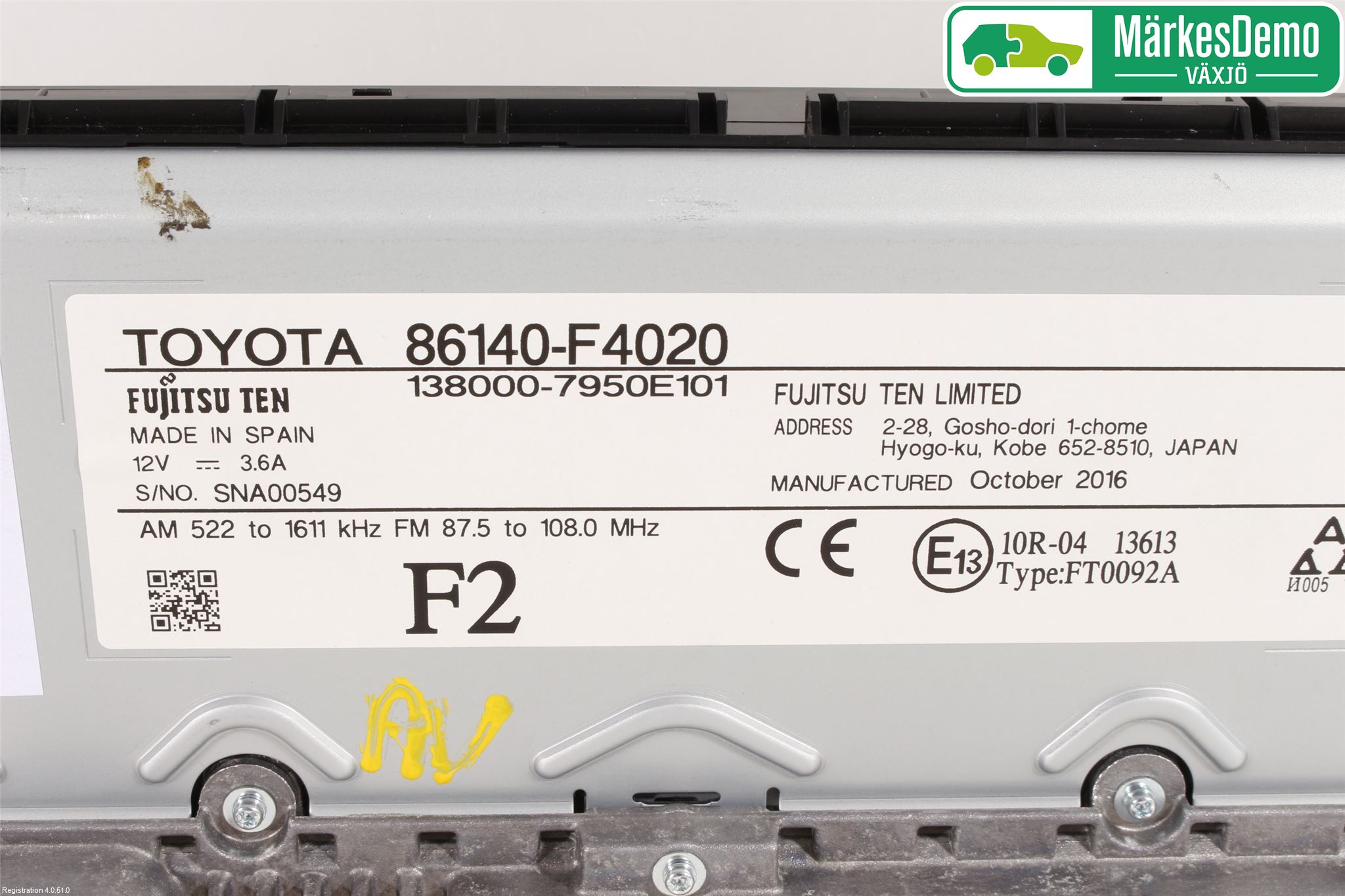 Toyota C-HR 16-23 Stereo Radio Med Cd