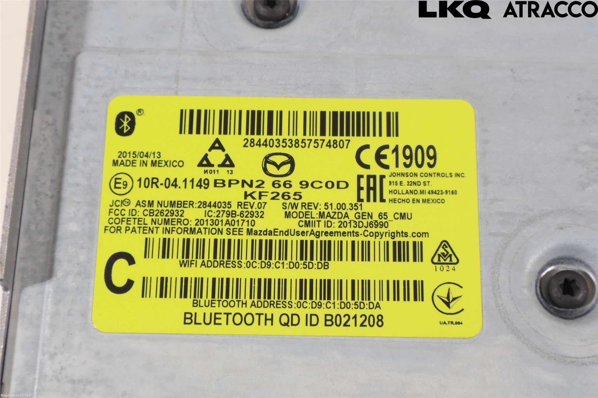 Mazda 3 III 14-19 Stereo Radio Med Cd