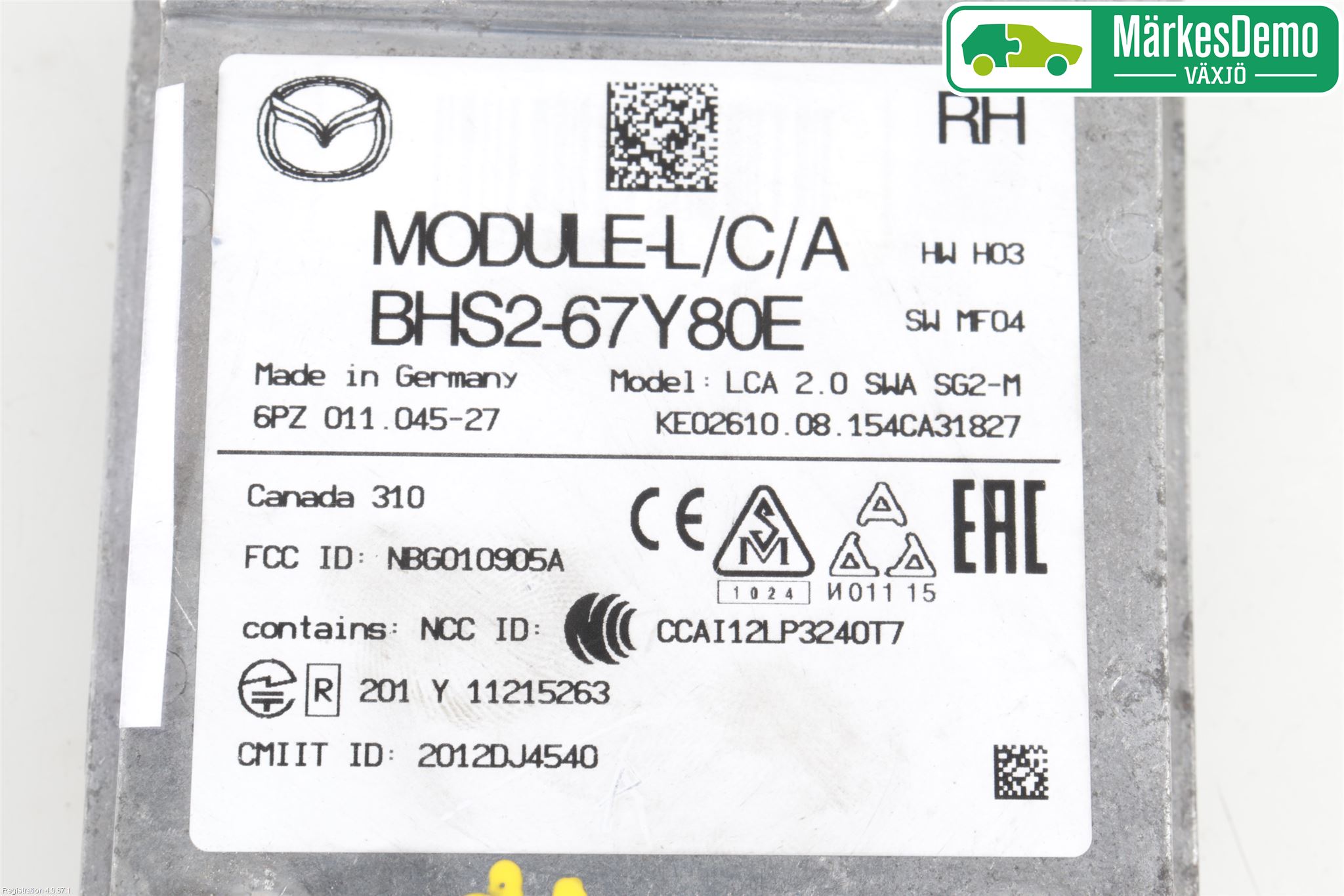 Mazda 3 III 14-19 Sensor Kollisjonsbeskyttelse