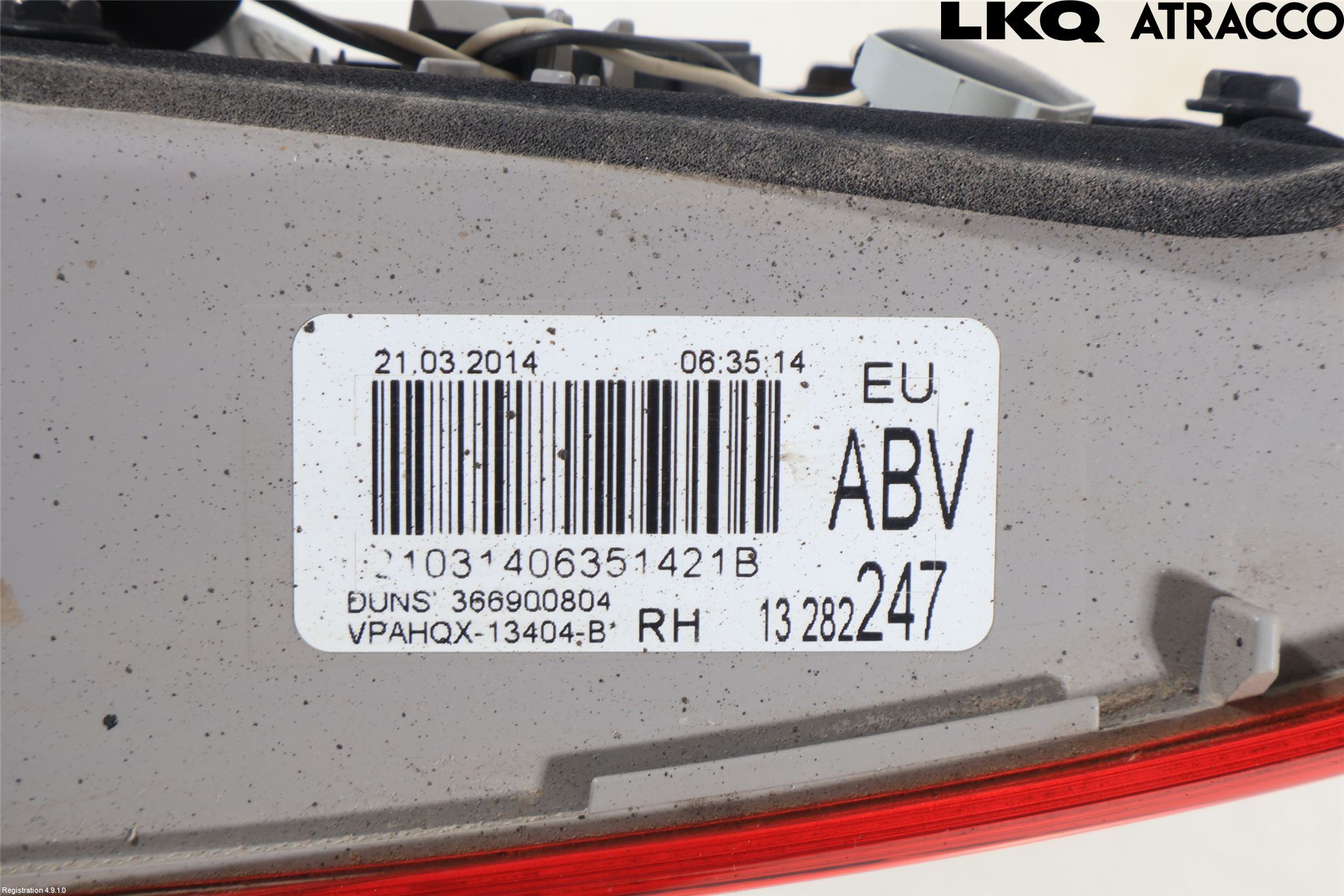 Opel ASTRA J 10-15 Baklykt Høyre  På Luke(Indre)