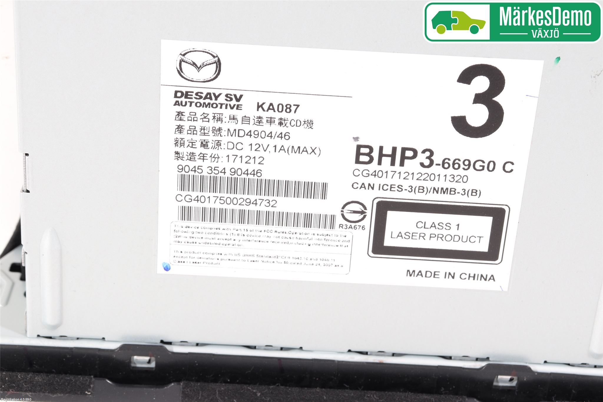 Mazda 3 III 14-19 Stereo Radio Med Cd