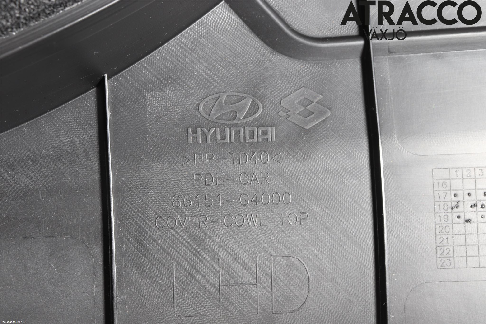 Hyundai i30 PD 17- Visker Deksel-Grill-Under Frr
