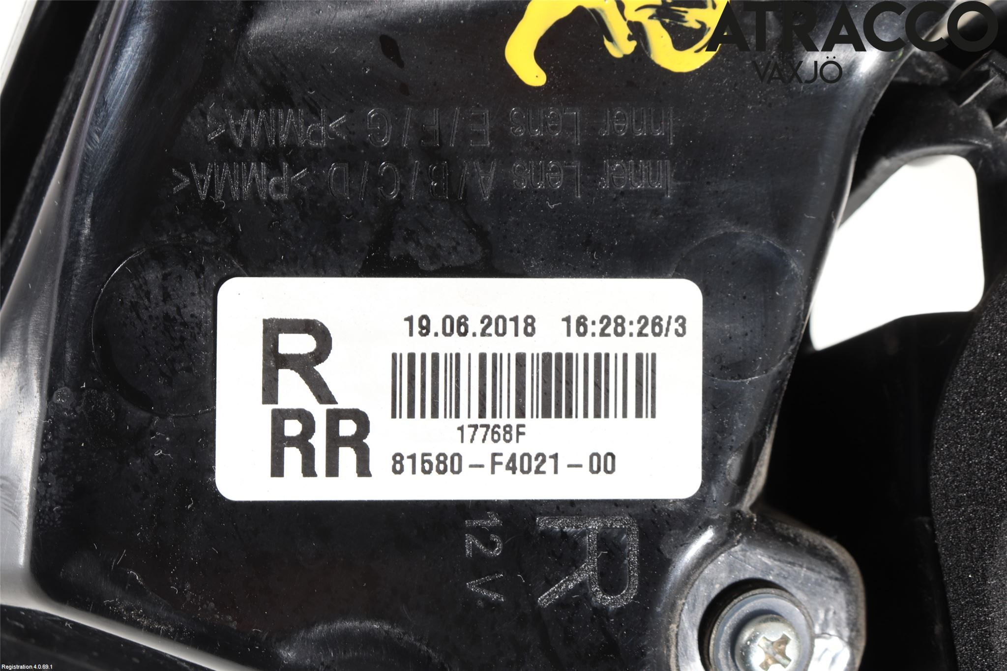Toyota C-HR 16-23 Baklykt Høyre  På Luke(Indre)