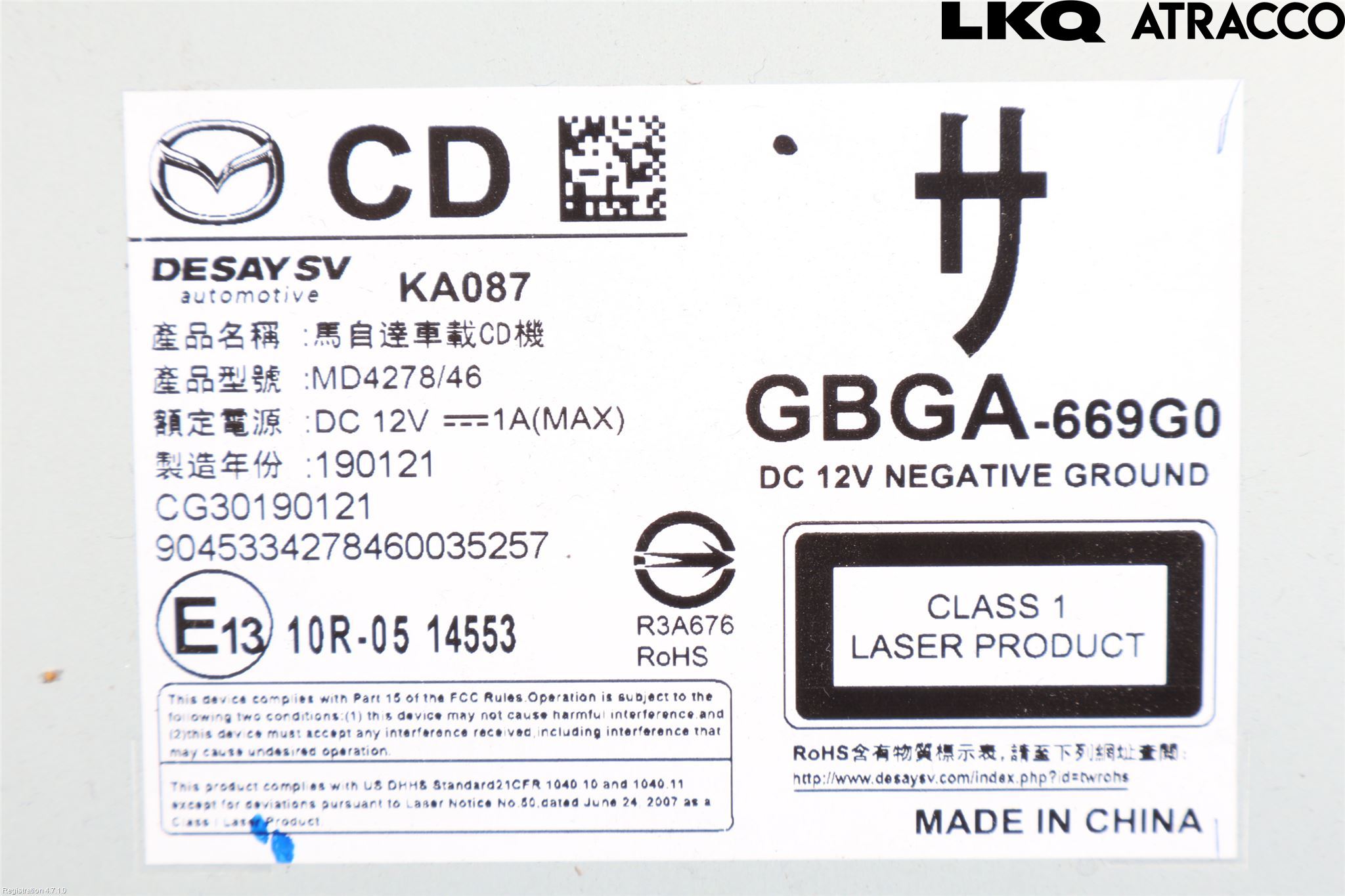 Mazda 6 13- Stereo Radio Med Cd