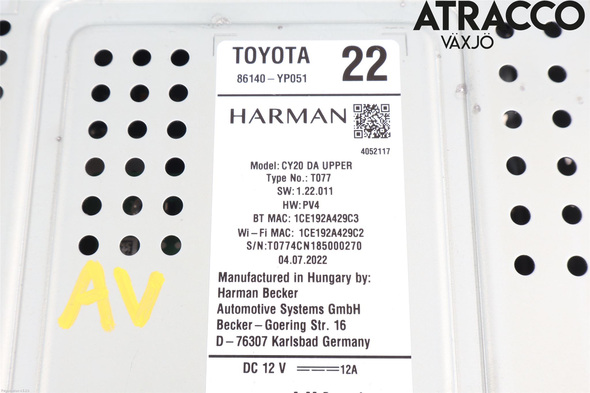 Toyota YARIS XP21 20- Stereo Radio Med Cd
