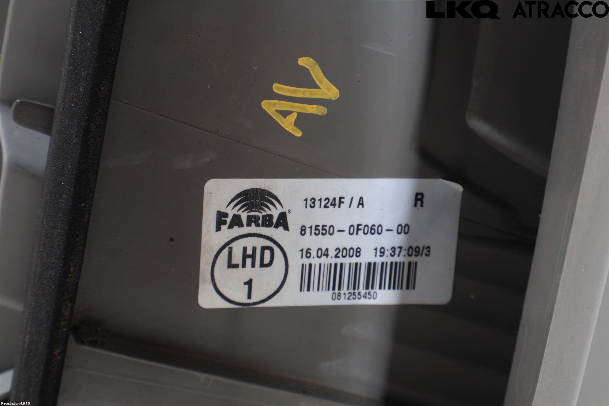 Toyota COROLLA VERSO 08-09 Baklykt Høyre