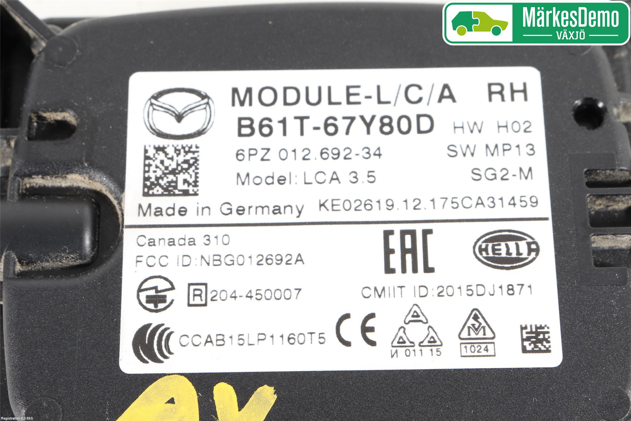 Mazda 3 III 14-19 Sensor Kollisjonsbeskyttelse