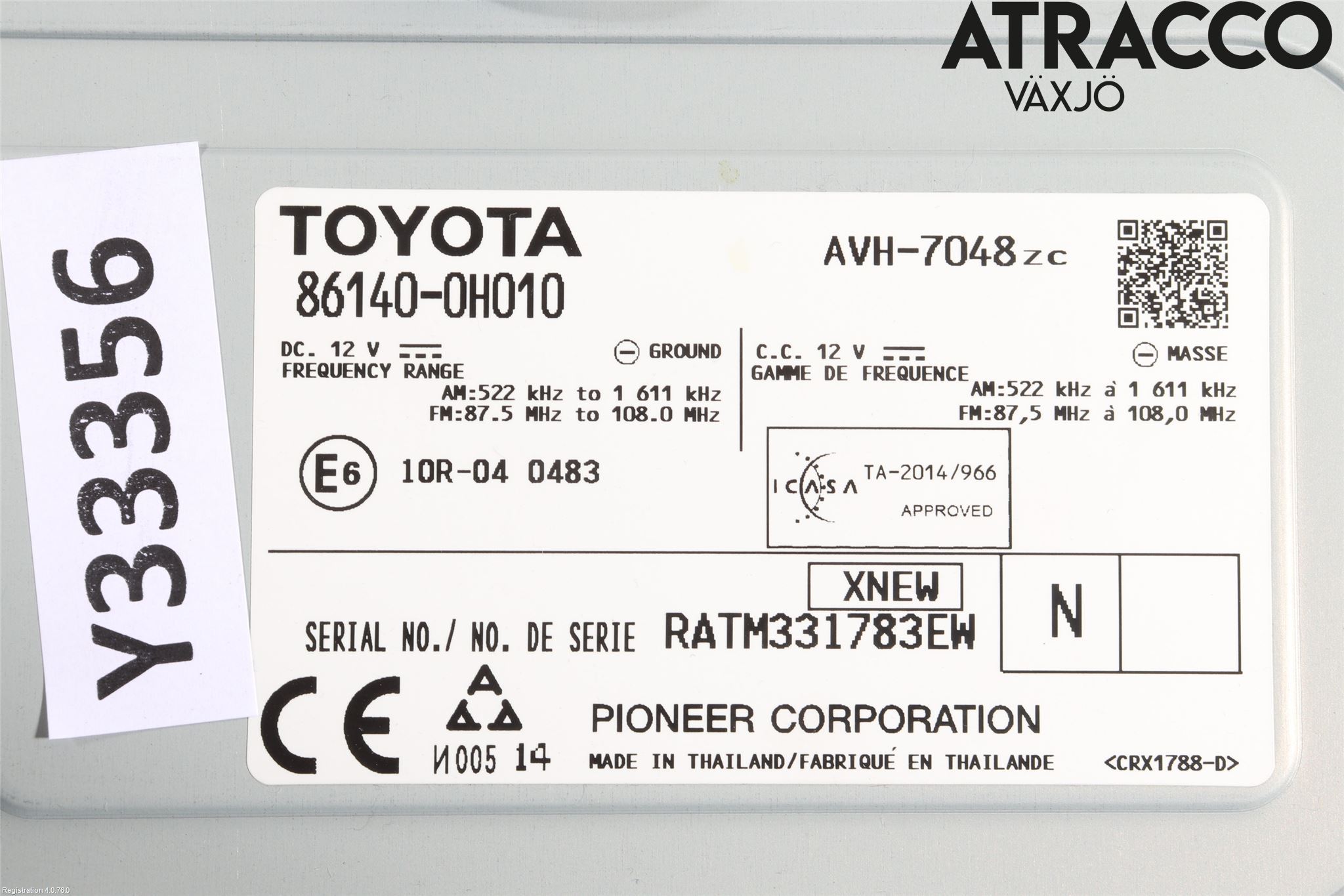 Toyota AYGO 15-21 Stereo Radio Med Cd