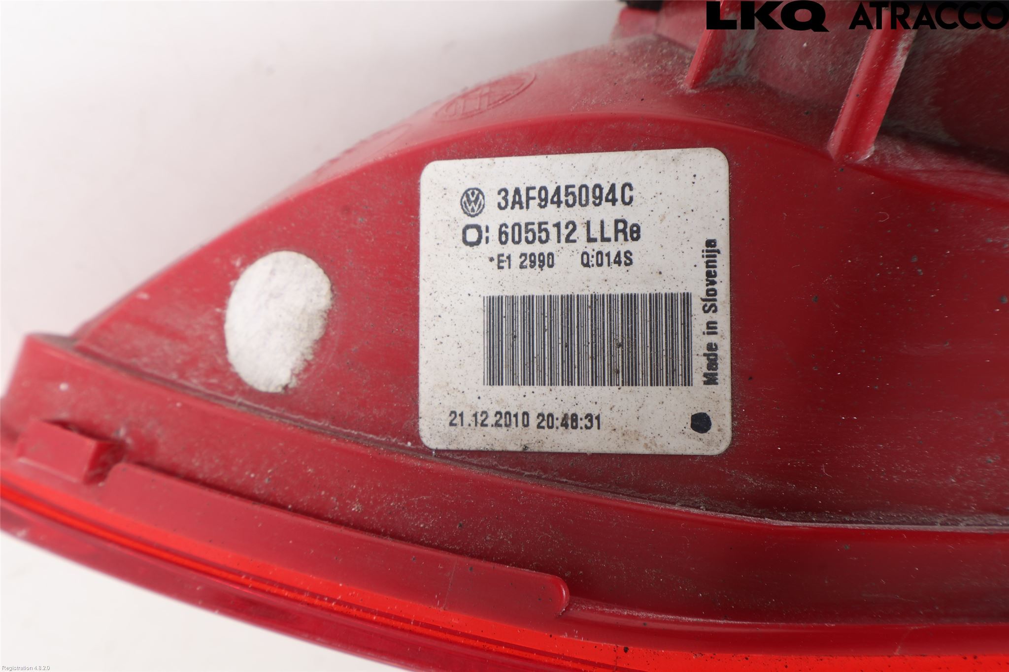 Volkswagen VW PASSAT 11-14 Baklykt Høyre  På Luke(Indre)