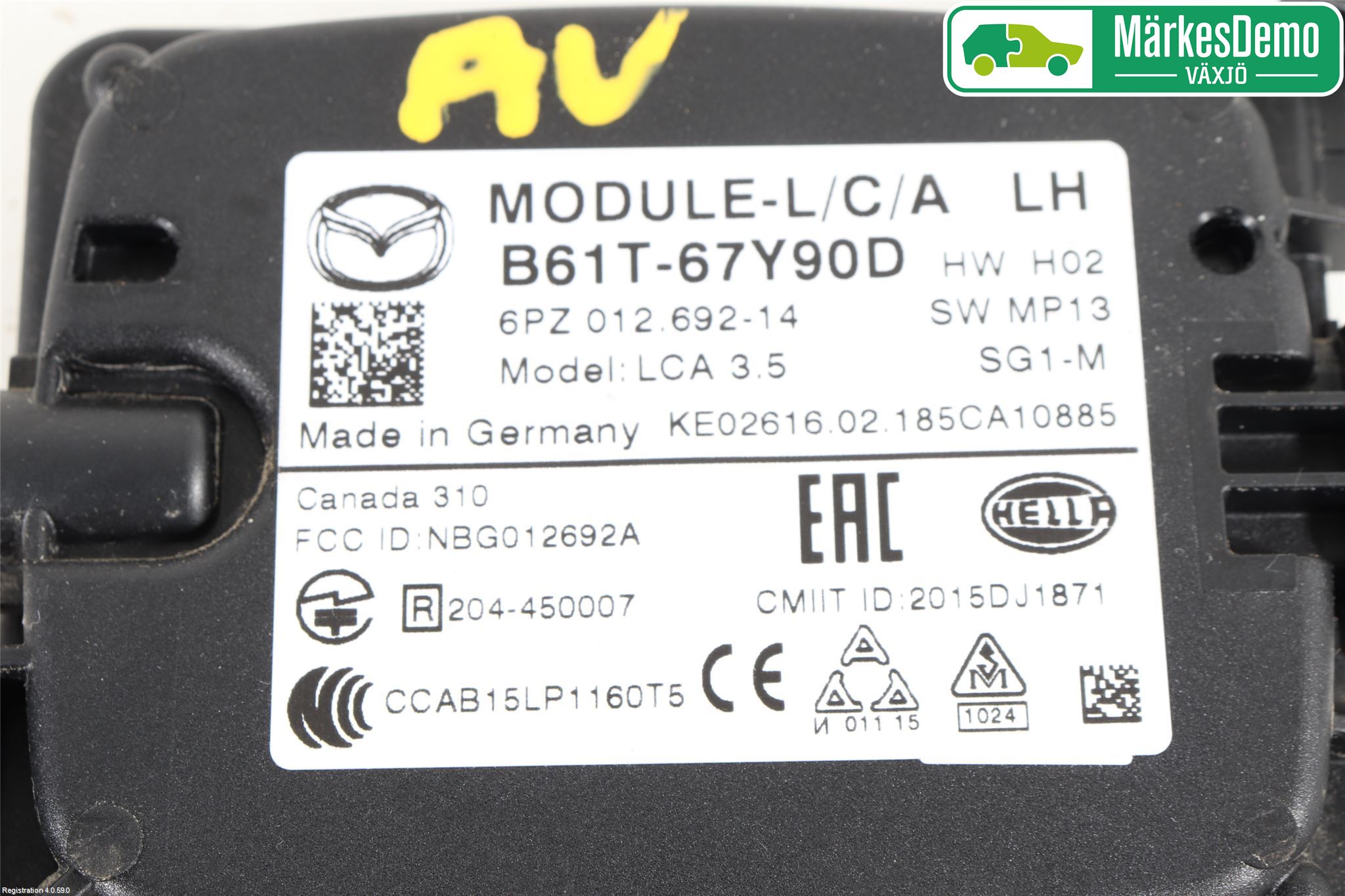 Mazda 3 III 14-19 Sensor Kollisjonsbeskyttelse